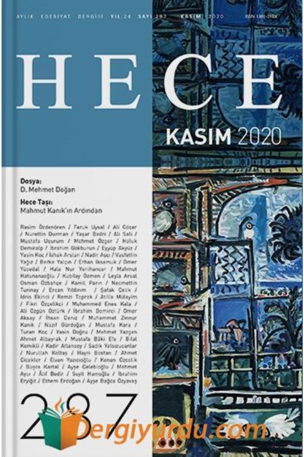 Hece Yayınları Hece Aylık Edebiyat Dergisi Sayı: 287 Kasım 2020