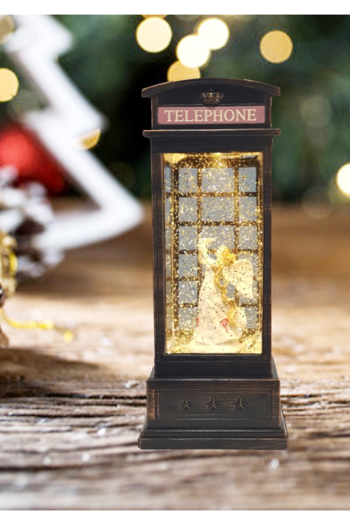 FİLOZOF Melek Telefon Kulübesi, Işıklı Müzikli, Kar Küresi Konseptli, Kar Püskürtmeli, Yılbaşı, Hediyelik