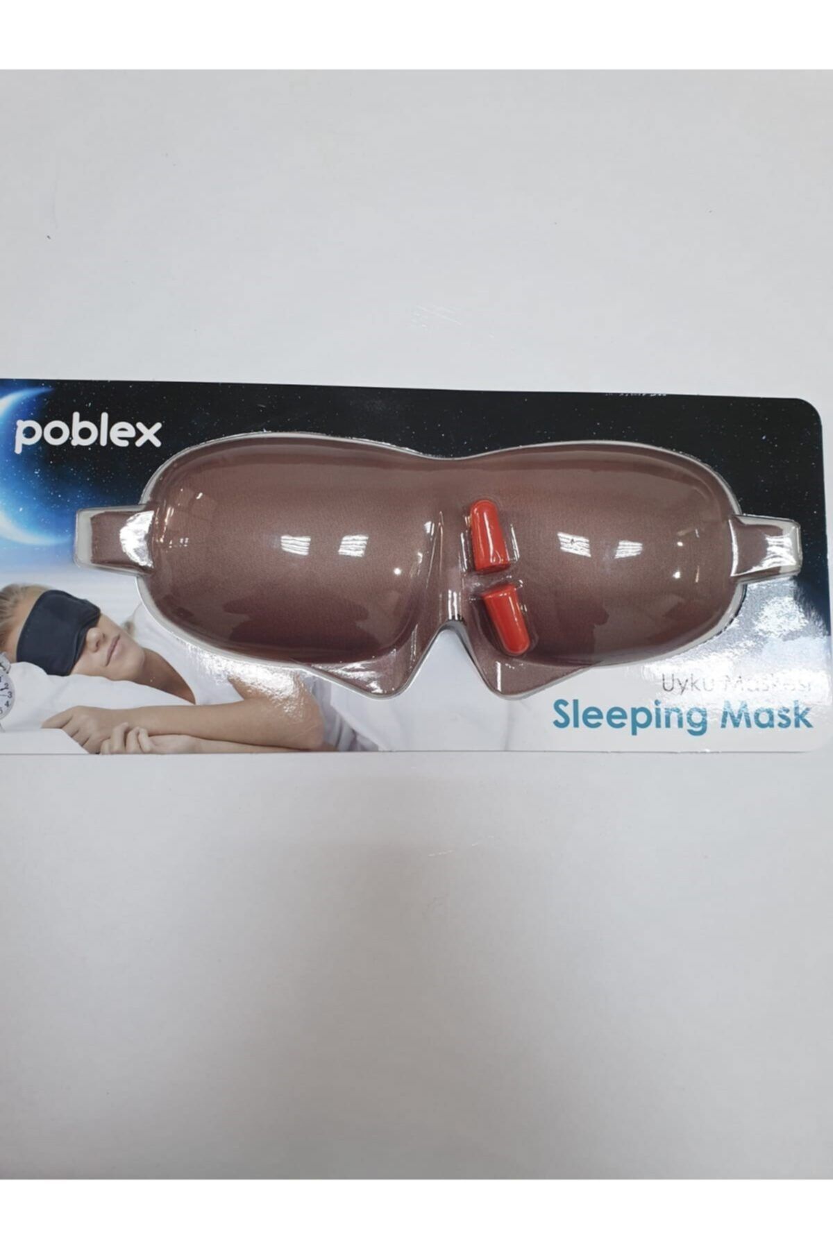 Poblex Uyku Maskesi 3d Kahverengi + Köpük Kulak Tıkacı