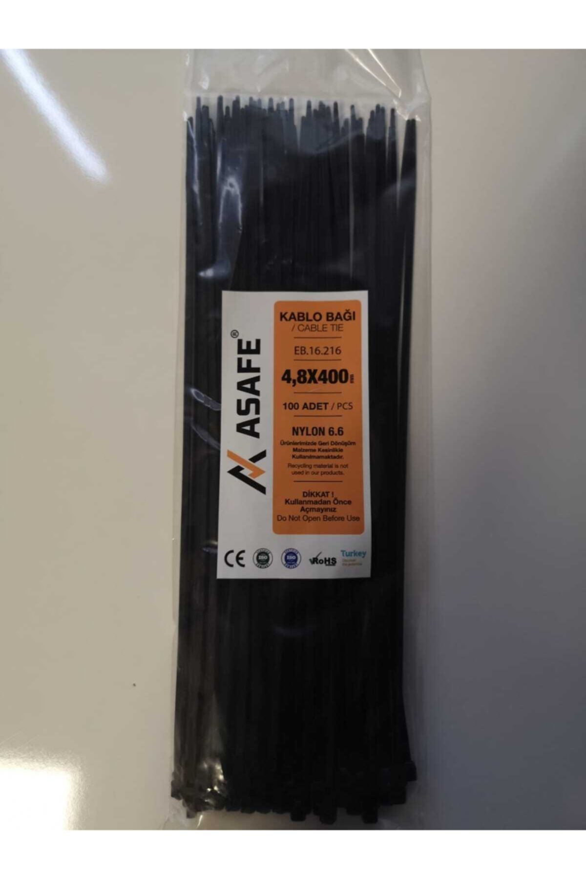 ASAFE 4,8*400 Plastik Kablo Bağı (100 Ad)