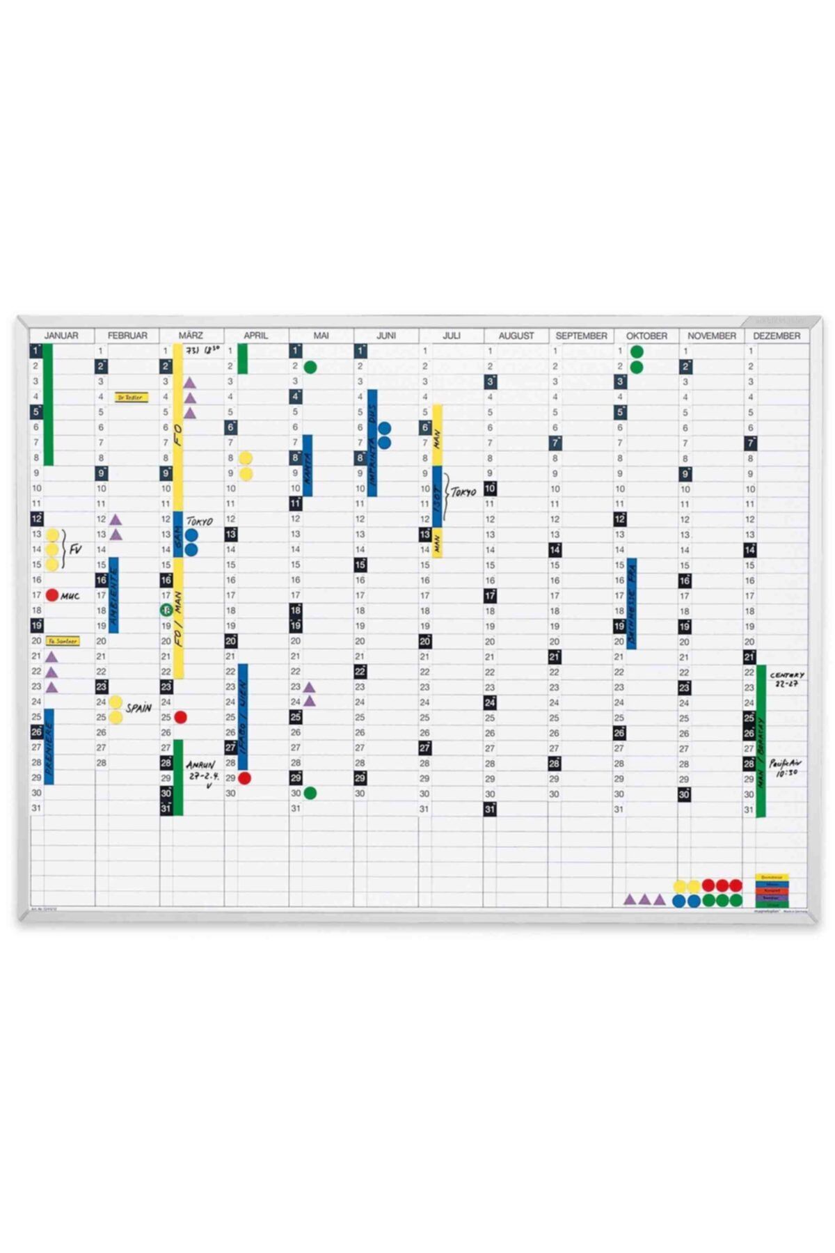 Magnetoplan Yıllık Takvim Panosu 90 X 120