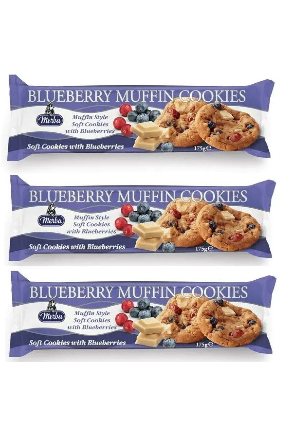 Merba Soft Blueberry Muffin Cookies 175 G X 3