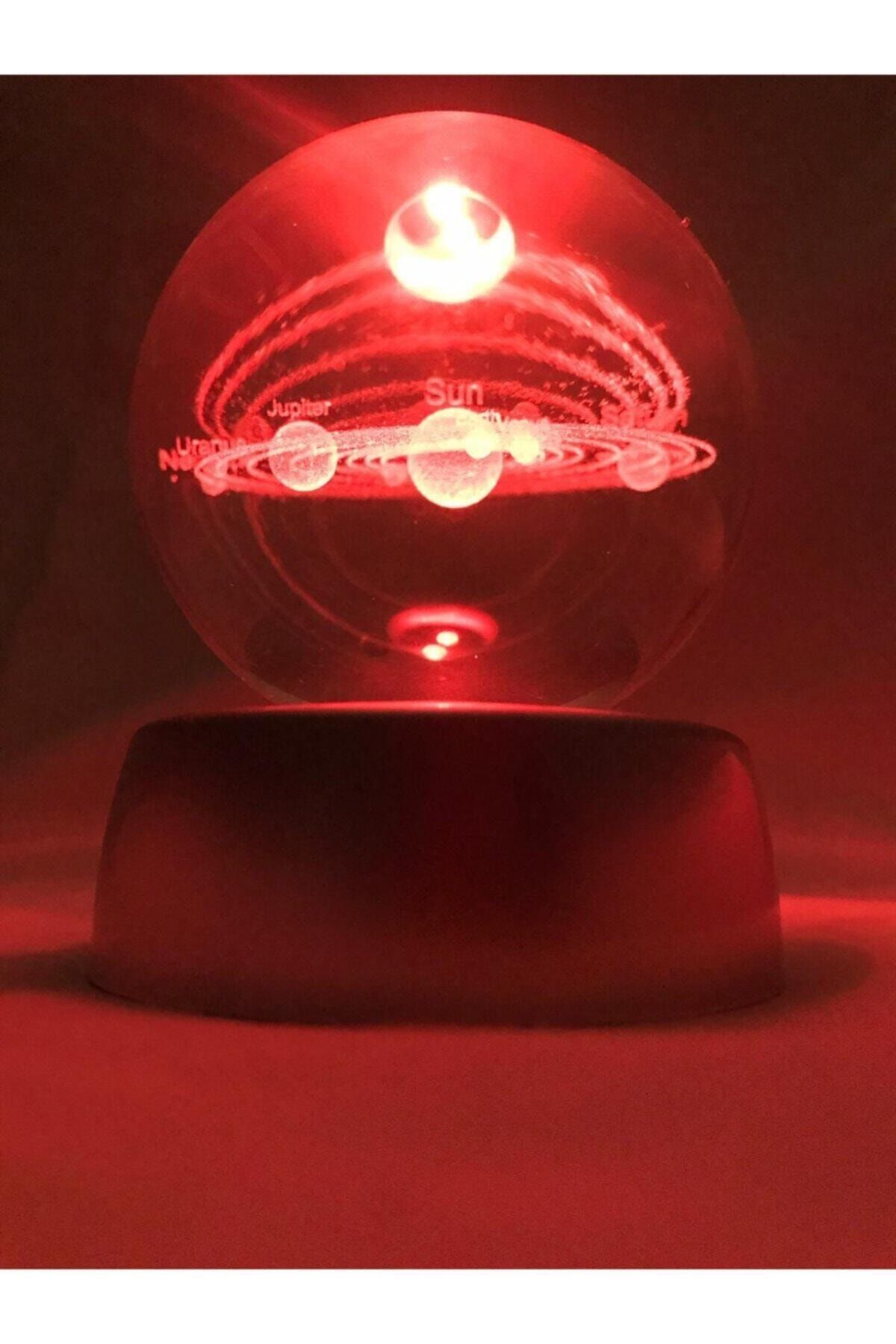 Florium Dekorasyon Güneş Sistemi 3d Kristal Işıklı Cam Küre