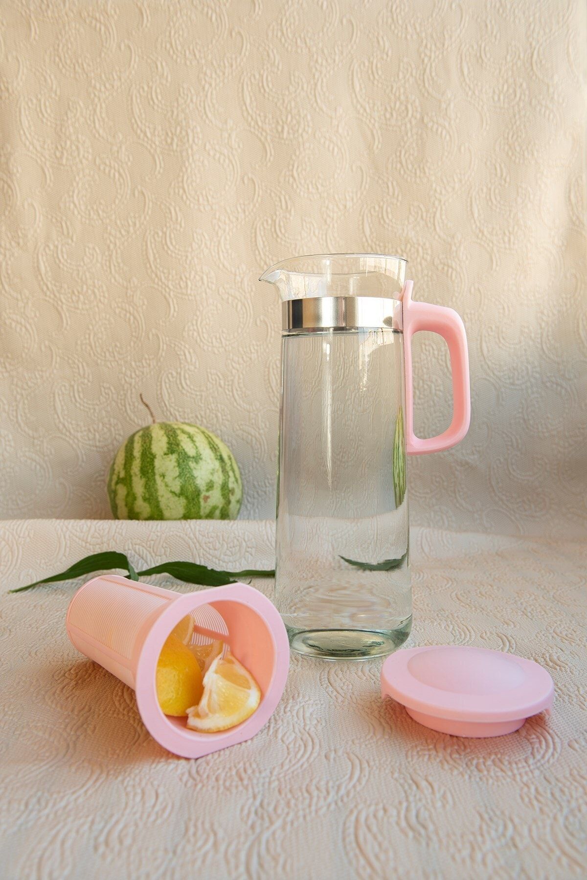 Anı Home Pembe Süzgeçli Cam Detoks Sürahi