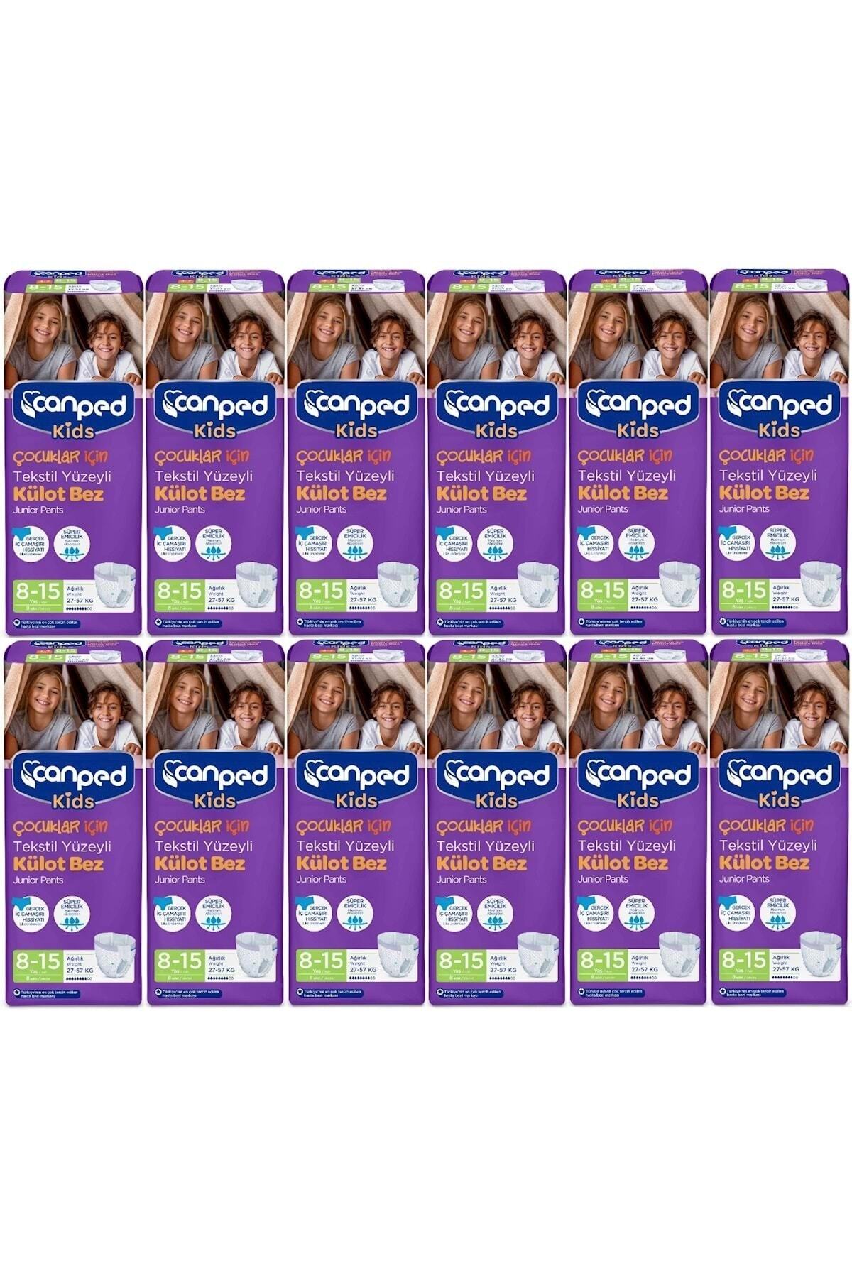 Canped Kids Çoçuklar Için Külot Bez Tekstil Yüzeyli Yaş:8-15 (27-57kg) 96 Adet (12pk*8)