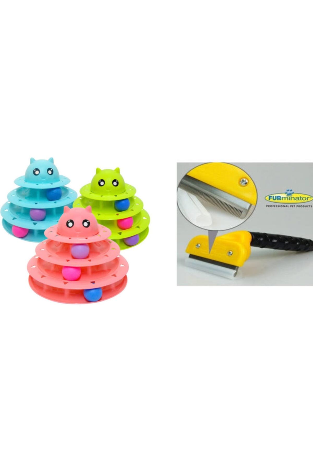 Easy Pet 3 Katlı Kedi Kafalı Kedi Oyuncağı &orta Boy Tüy Alıcı Toplayıcı Tarak Kedi Köpek Bakım Fırçası 7 Cm
