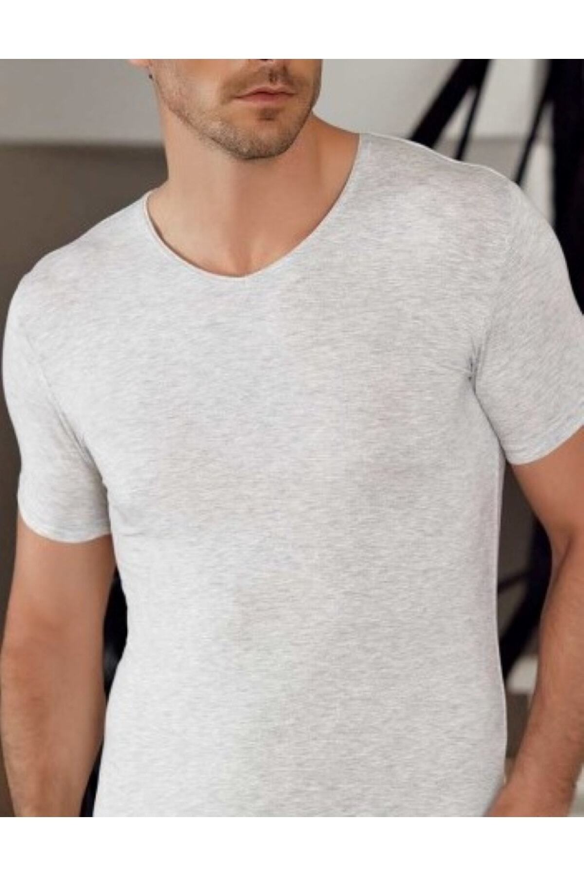 ERŞAH Erkek Gri Likralı Kapalı Yaka Fanila