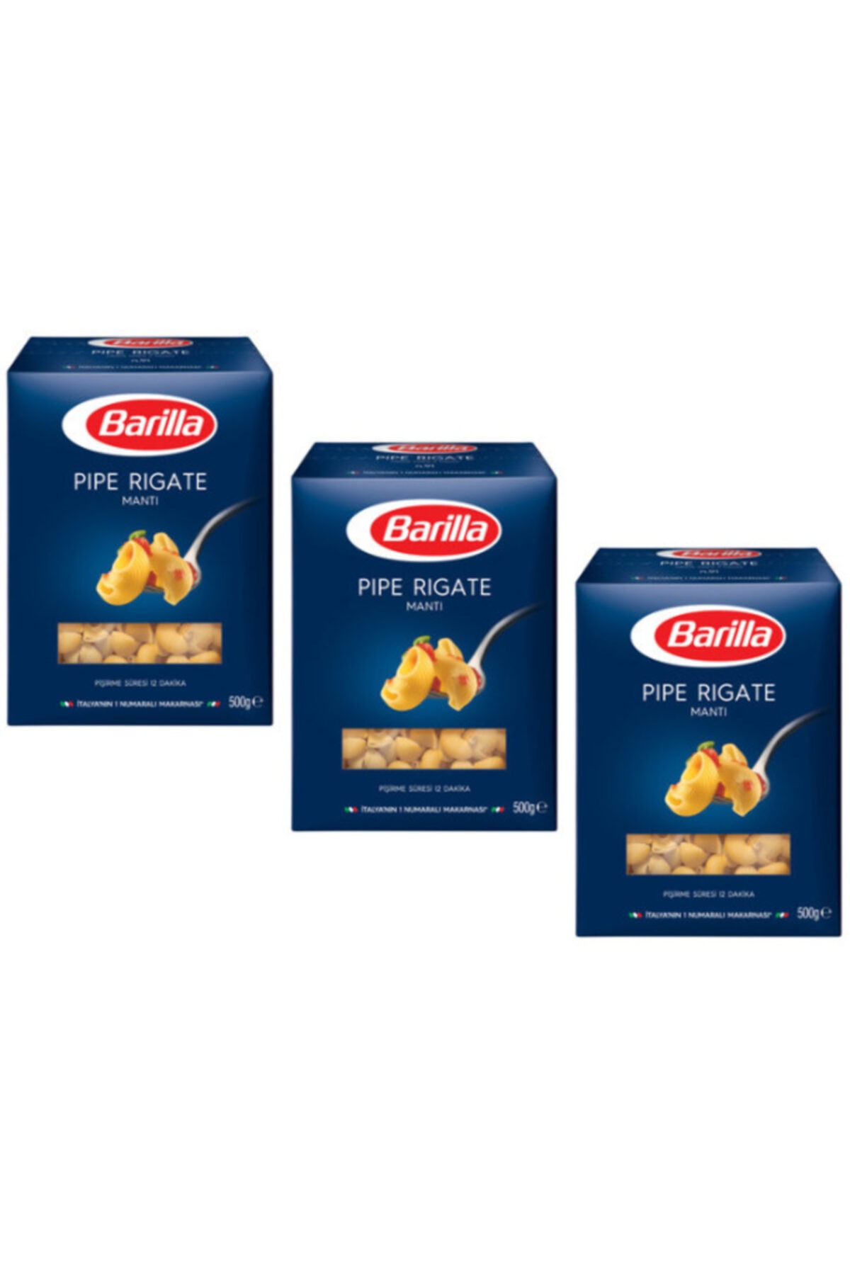 Barilla Mantı Makarna (pipe Rigate) 500 Gr. X 3 Adet