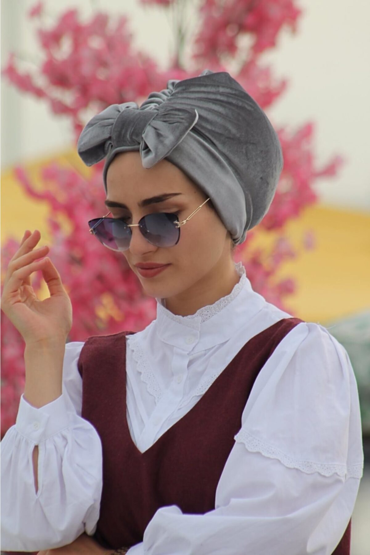 Sahra Şal Dünyası Kadife Çift Taraflı Kışlık Bone