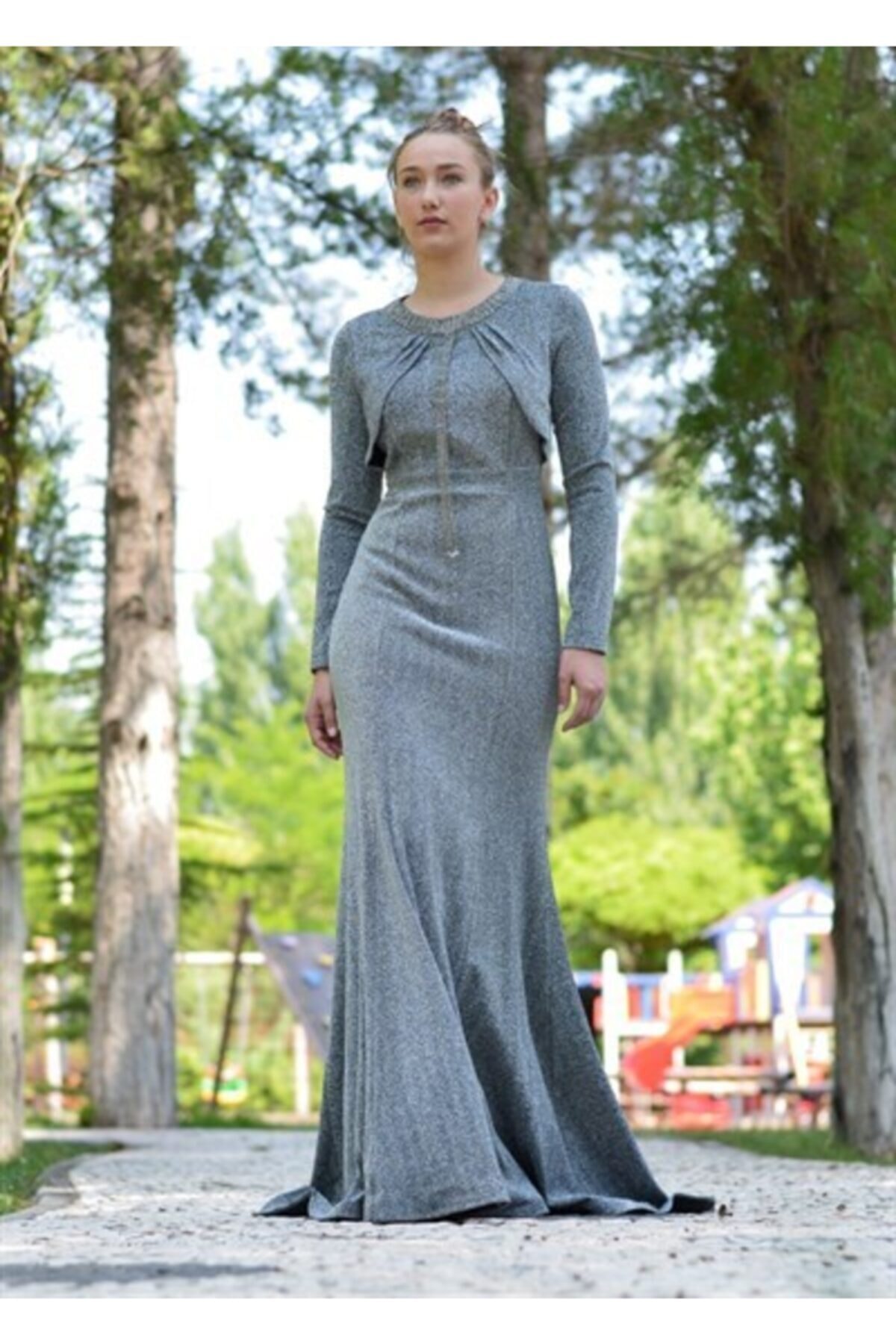 LA BOUTIQUE Kadın Gümüş Simli Abiye
