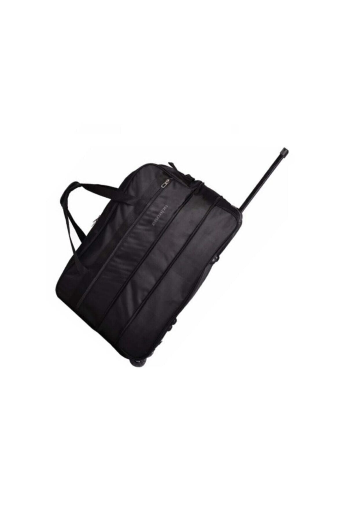 ESCAPE Unisex Siyah Küçük Boy Tekerlekli Körüklü Yer Kaplamayan Tasarım Valiz 50 cm