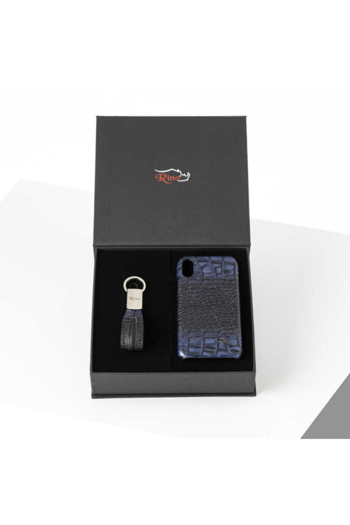 Rino Deri Rino Set (telefon Kılıfı,anahtarlık) Lacivert - I Phone Xr