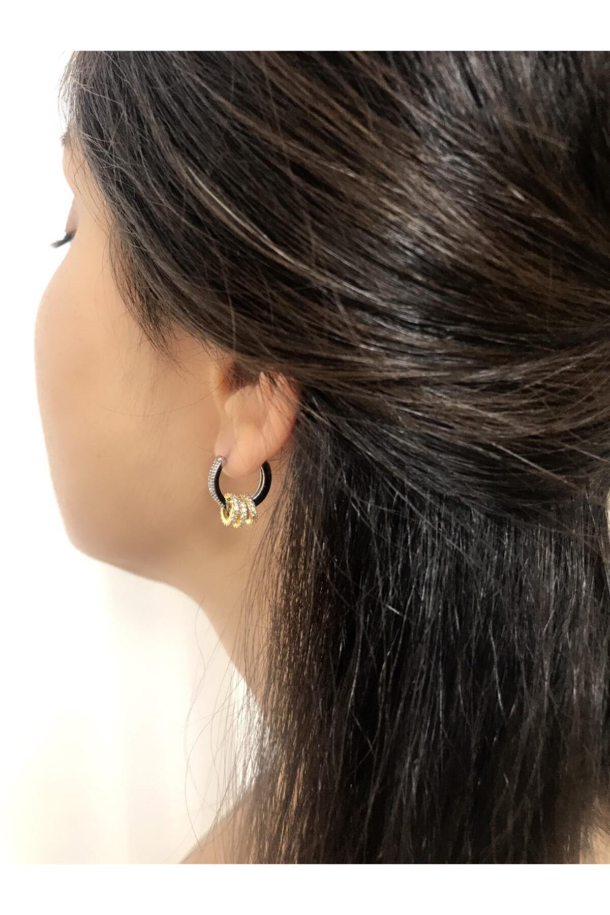 Joya Accessories Paslanmaz Çelik Zirkon Taş Halkalı  Gümüş Renk Halka Küpe