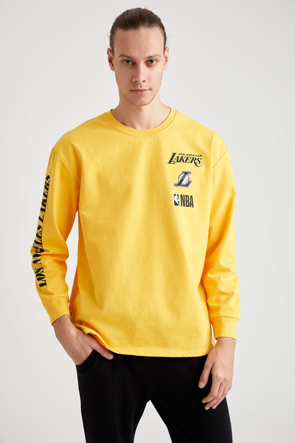 DeFacto Fit Nba Lisanslı Unisex Oversize Fit Bisiklet Yaka Sweatshirt