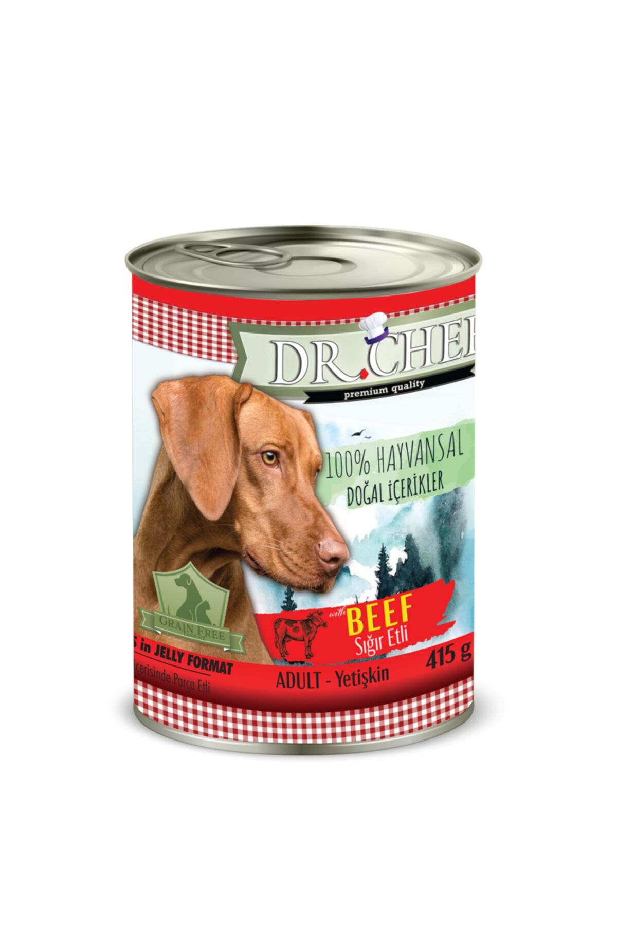 Dr.Chef 415 gr Yetişkin Sığır Etli Mama 12 Adet Yaş Konserve Köpek Maması