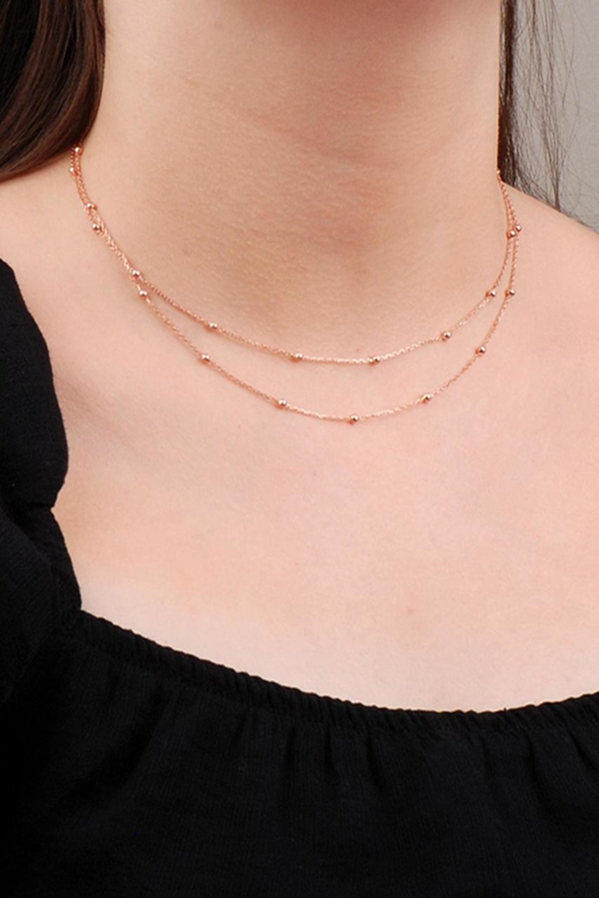 ROSALINDA COLLECTION Kadın 2 ' li Chic Minik Toplu Rose Zincir Kolye