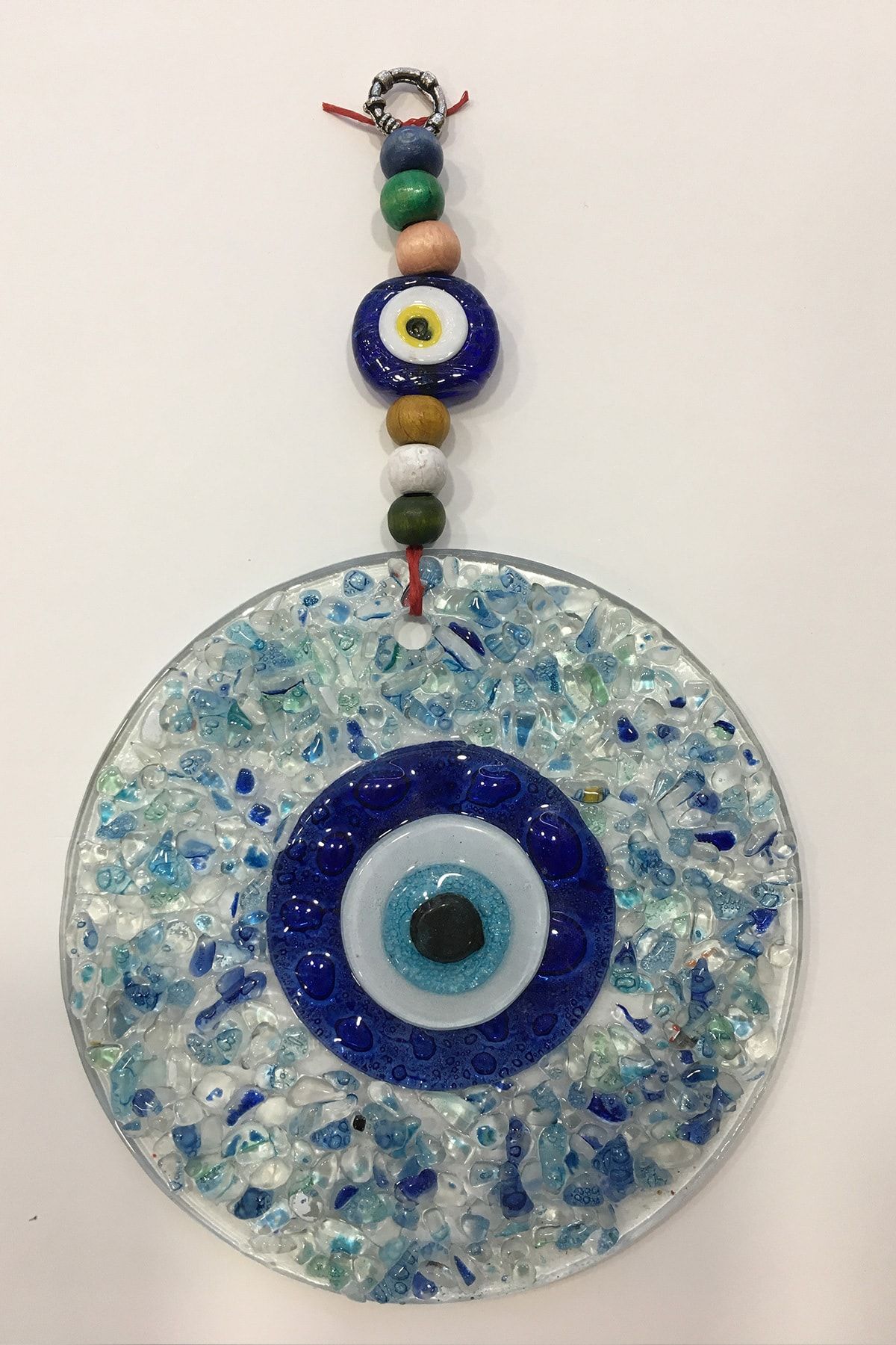 İstanbul Fusion Glass Nazarlık 13cm  Duvar Balkon Kapı Süsü El Yapımı Füzyon Cam