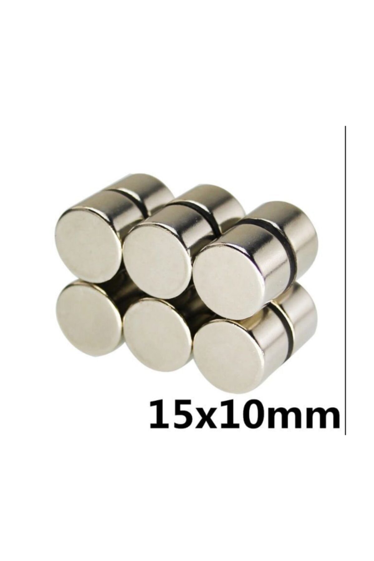Dünya Magnet 5 Adet Çap 15mm X Boy 10mm Süper Güçlü Neodyum Mıknatıs (5'li Paket)