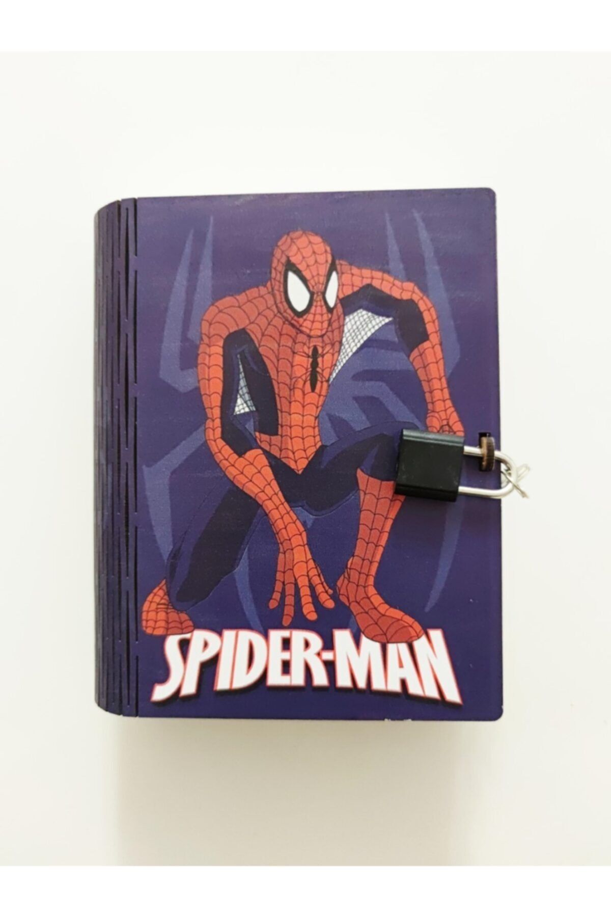 Elit Ticaret Ahşap Pratik Dekoratif Kilitli Kitap Kumbara Spıder-man Zyp05