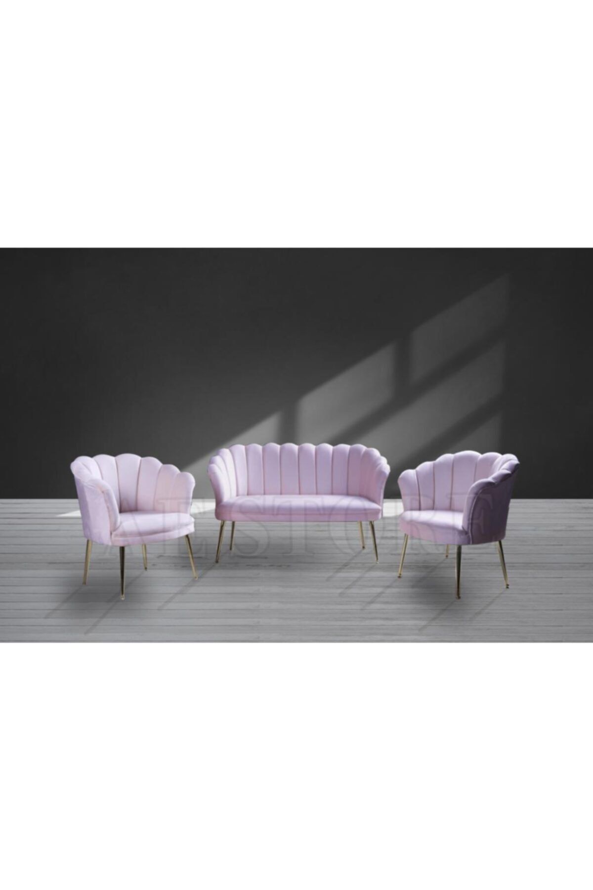 AE Store Pembe Papatya Çay Seti Koltuk Takımı 2+1+1