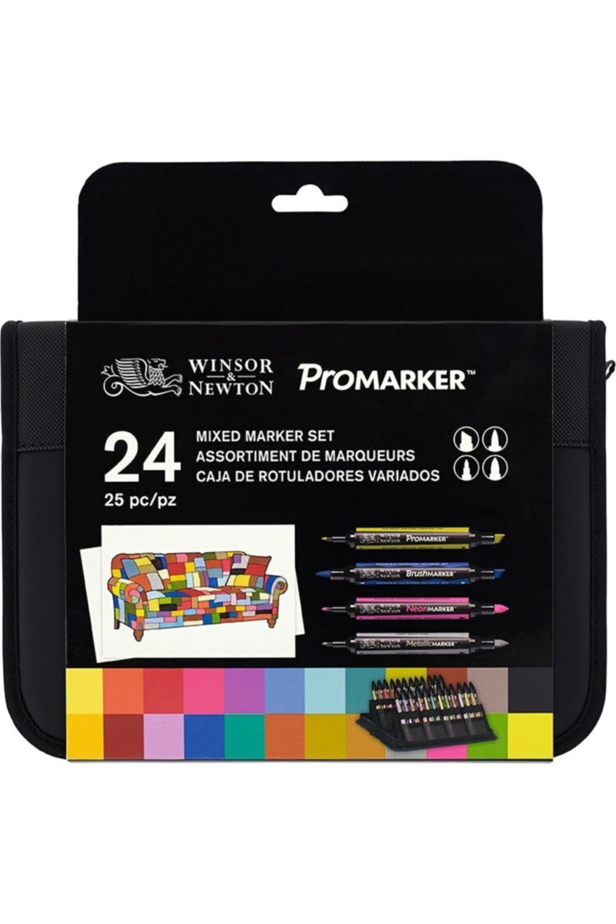 Winsor Newton Winsor & Newton : Çantalı Karışık Markör Seti (24 Renk)