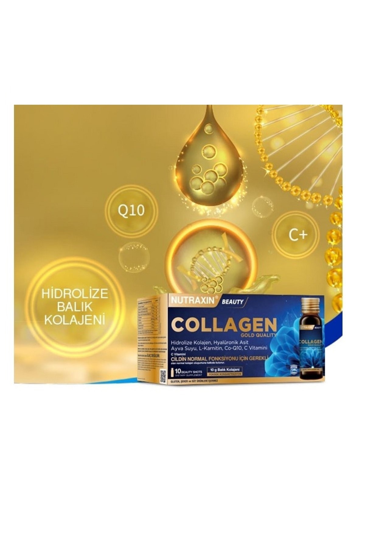 Nutraxin Takviye Kolajen - Beauty Gold Collagen - Takviye Edici Gıda 10x50ml