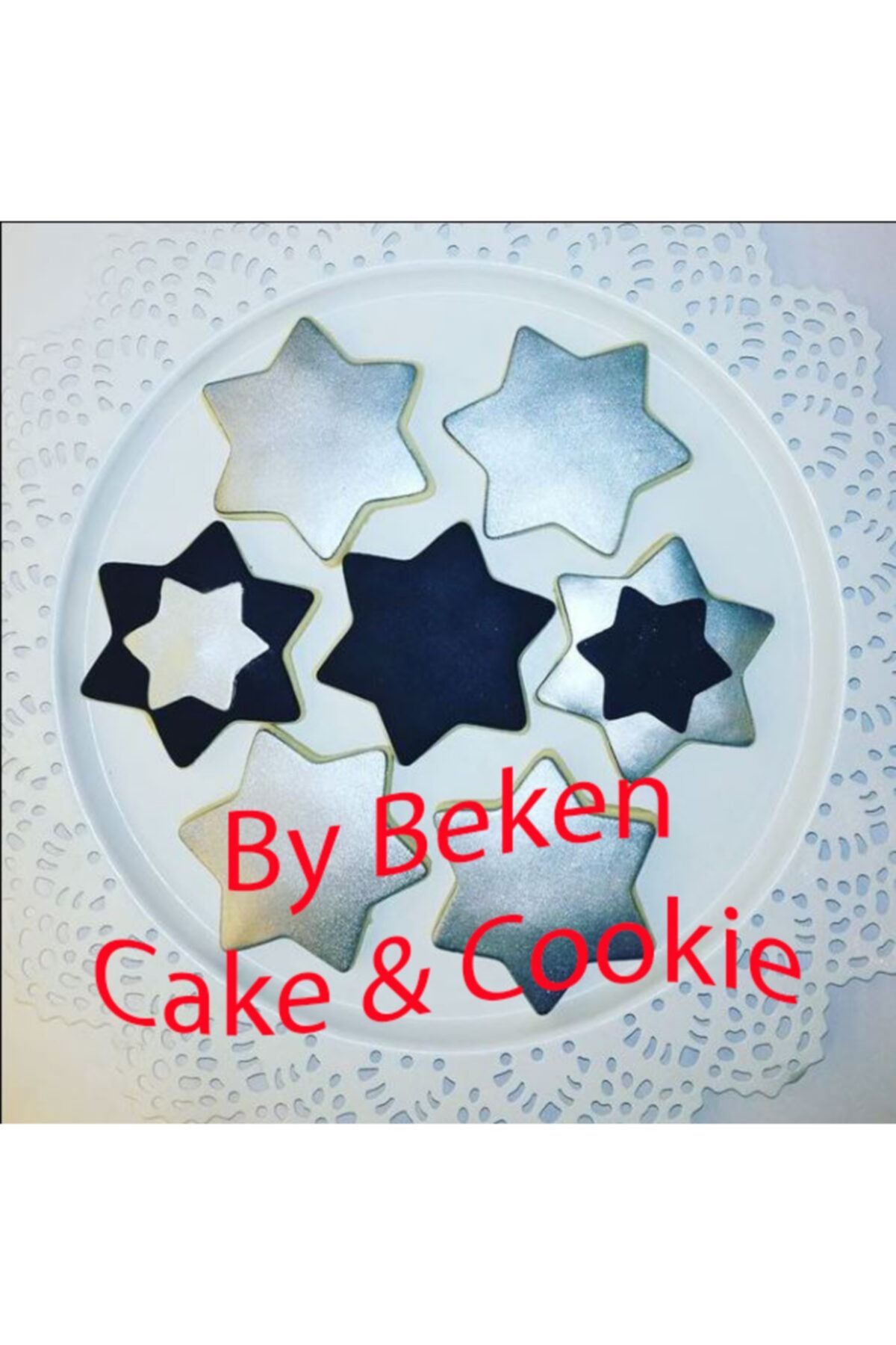 By Beken Cake Patisserie Yıldız Kurabiye Gümüş & Siyah 10 Adet
