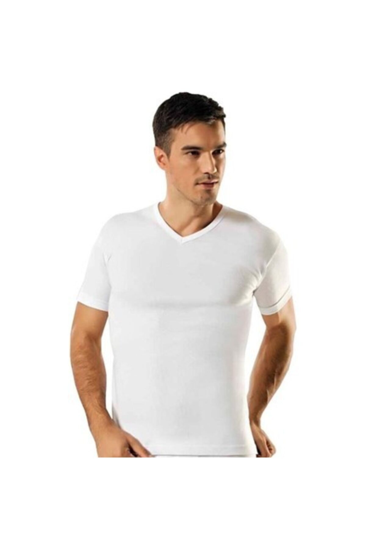 Tutku Erkek Beyaz 6'lı Ribana V Yaka Atlet Fanila