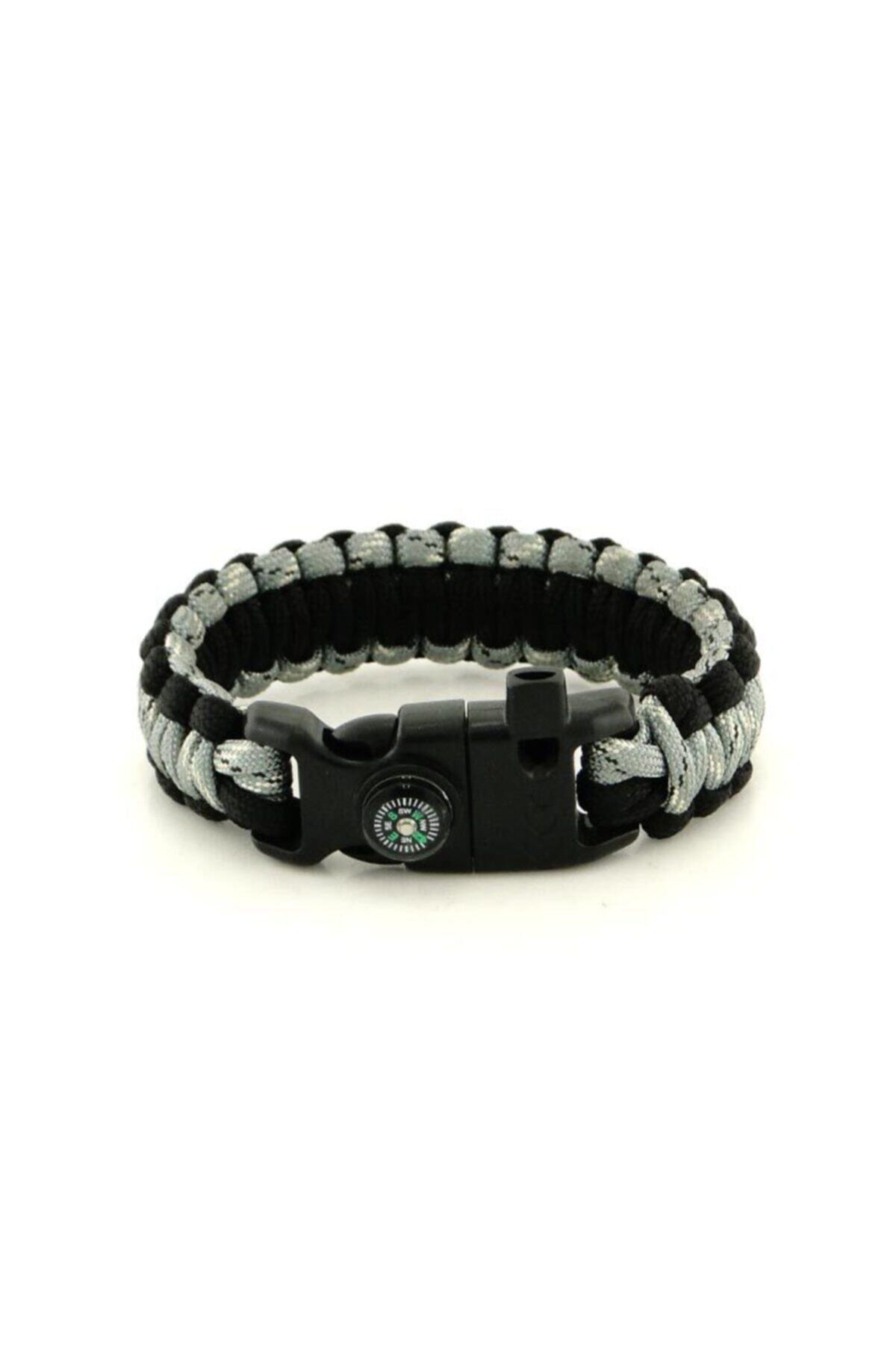 bannt Unisex Gri Siyah Survival Paracord Bileklik