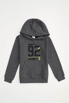DeFacto Erkek &Ccedil;ocuk Antrasit Melanj Baskılı Sweatshirt