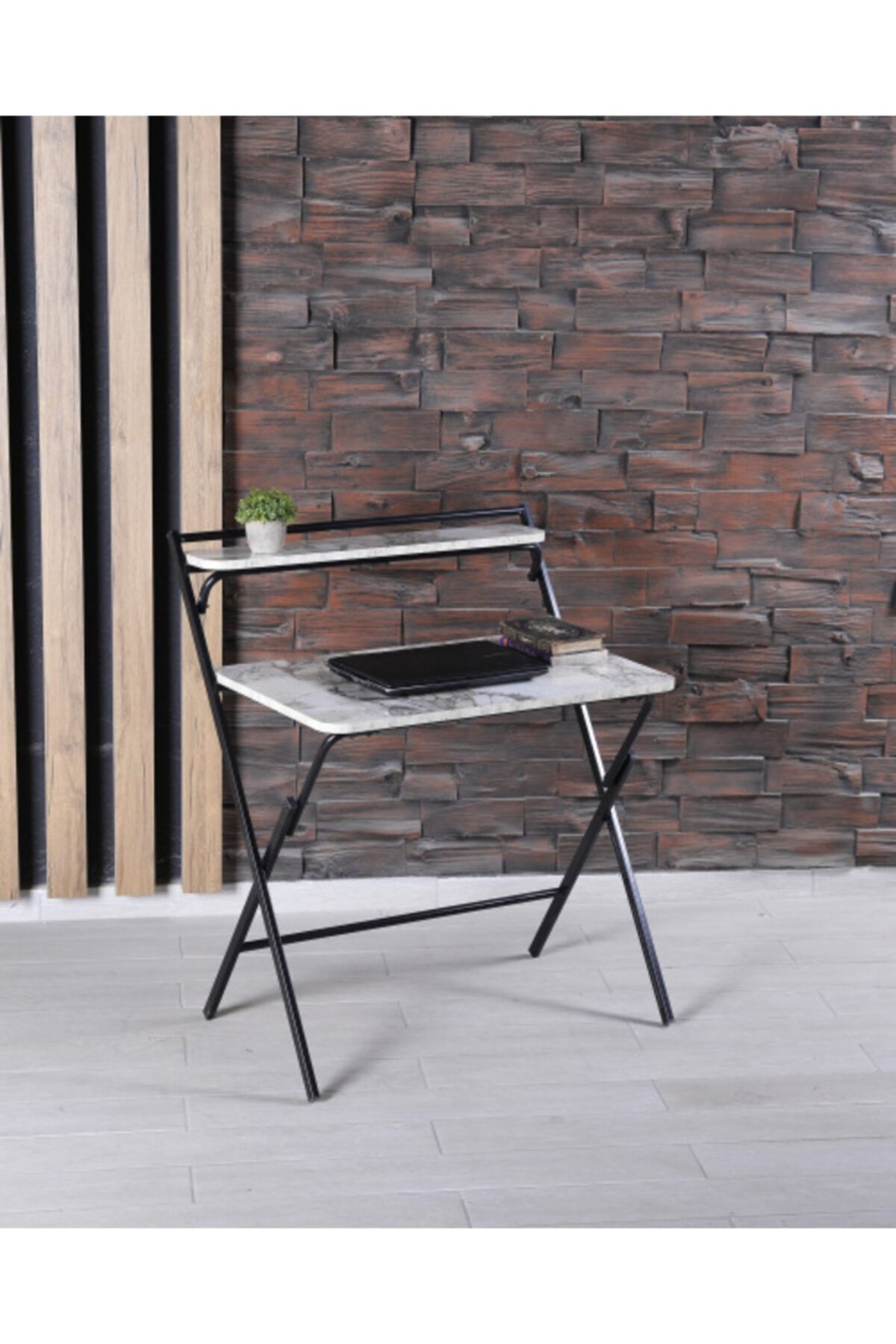 dükkankaan 50x80cm Efes Mermer Desen Çalışma Masası, Laptop Masası, Katlanır Masa