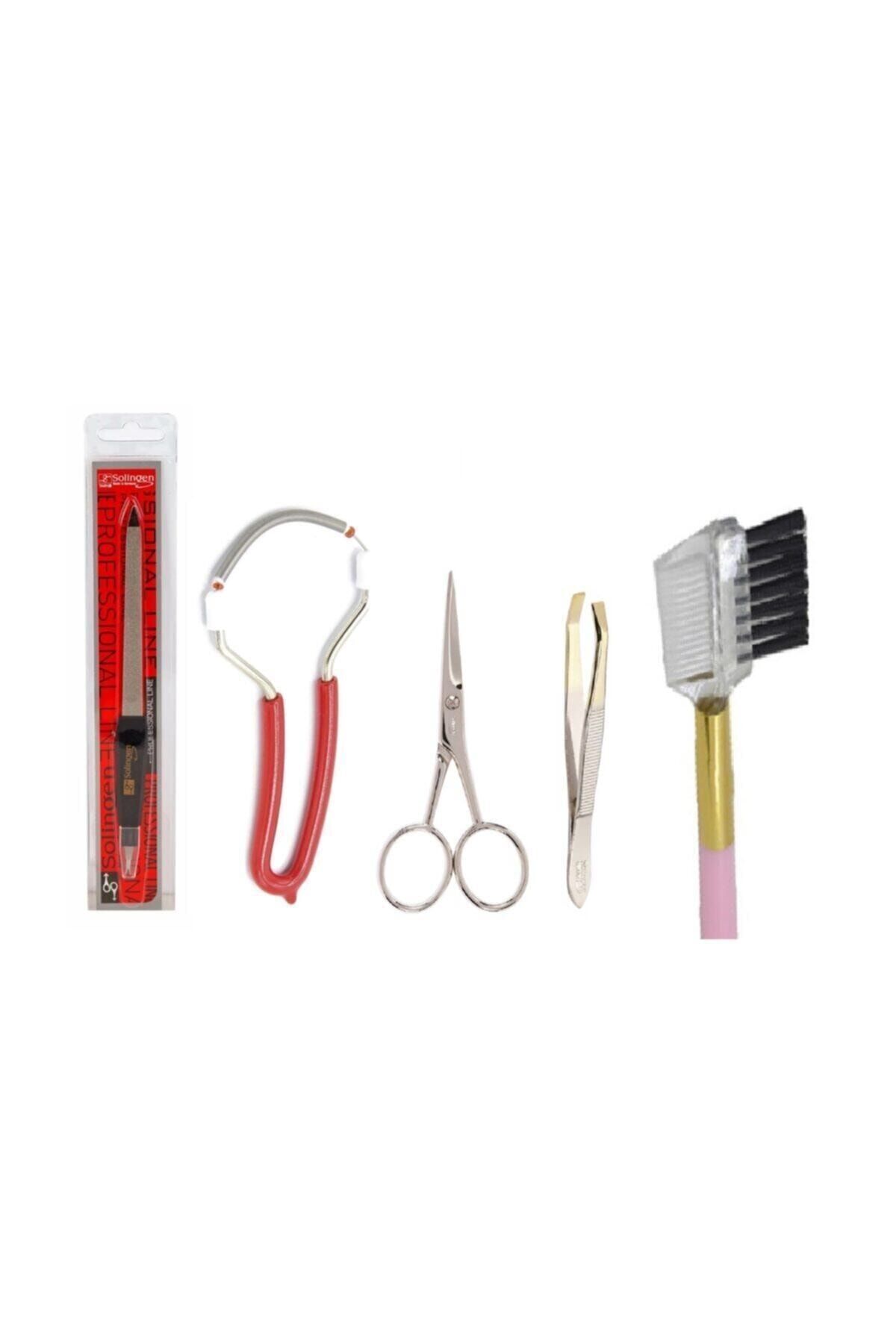 SİNKA Kaş Bıyık Makası Set+Cımbız Düz+Tırnak Törpüsü+Epilasyon Yayı+Kaş Fırçası Set