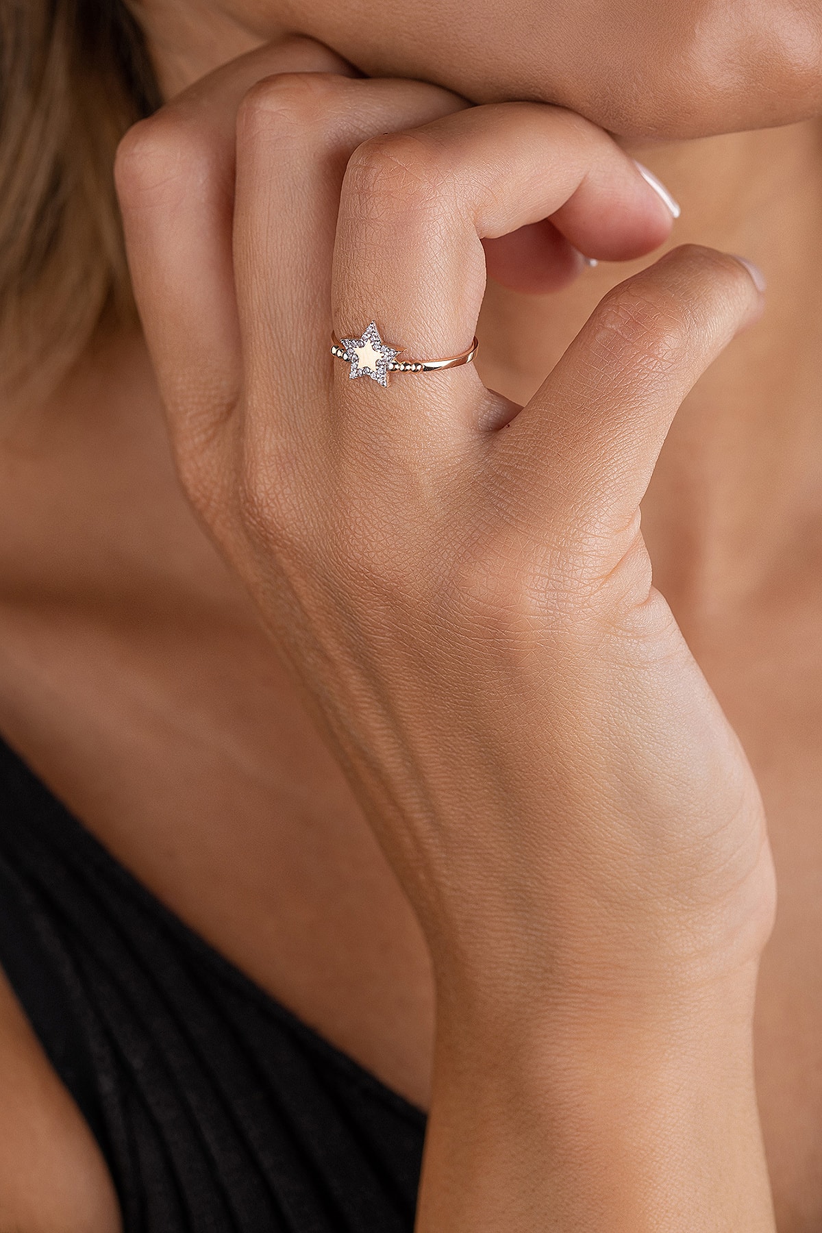 GençTaş Kuyumculuk 14 Ayar Altın Yıldız Modeli Kadın Yüzük