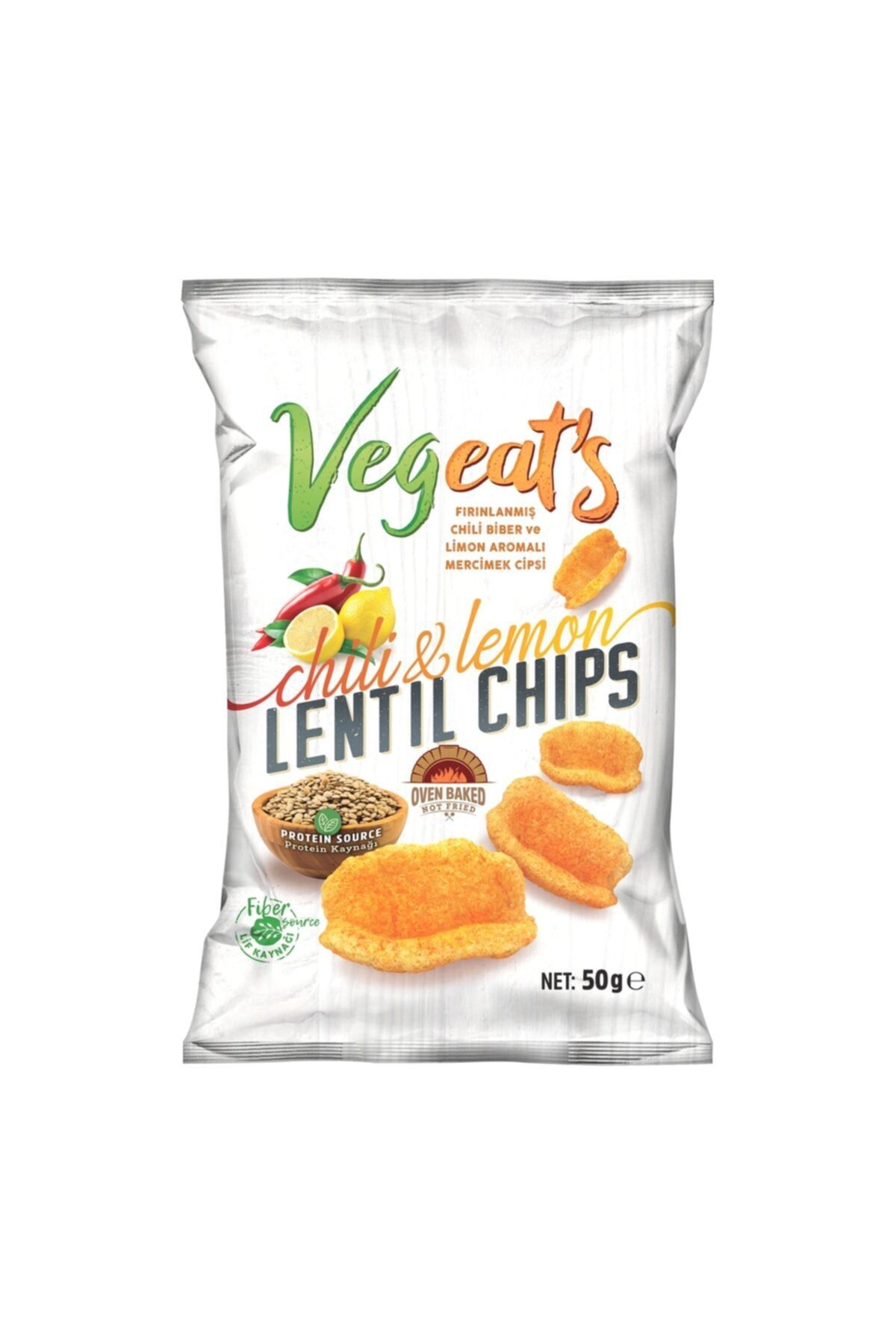 Vegeat's Fırınlanmış Chılı Biber Ve Limon Aromalı Mercimek Cipsi 50 gr