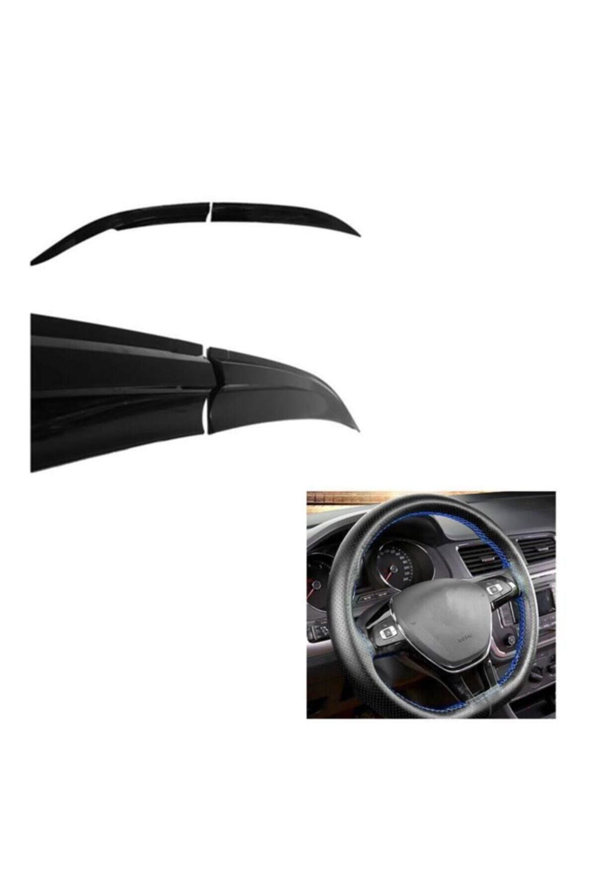 KG GROUP Peugeot 207 Cam Rüzgarlığı Ve Mavi Dikme Direksiyon Kılıfı Hediye