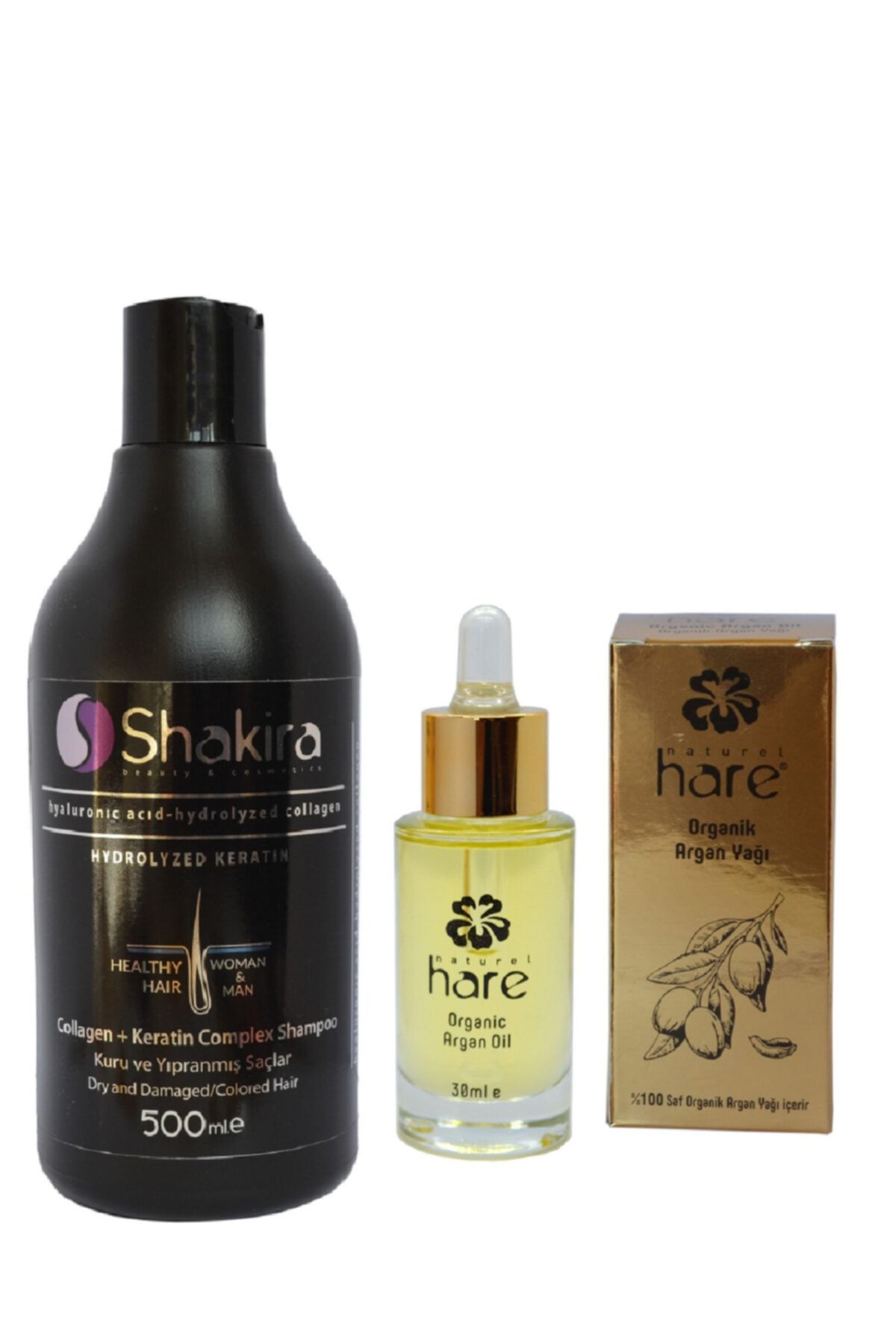 Shakira Kolajen Keratin Saç Bakım Kiti- Hare Organik Argan Yağı + Keratin Kolajen Şampuanı