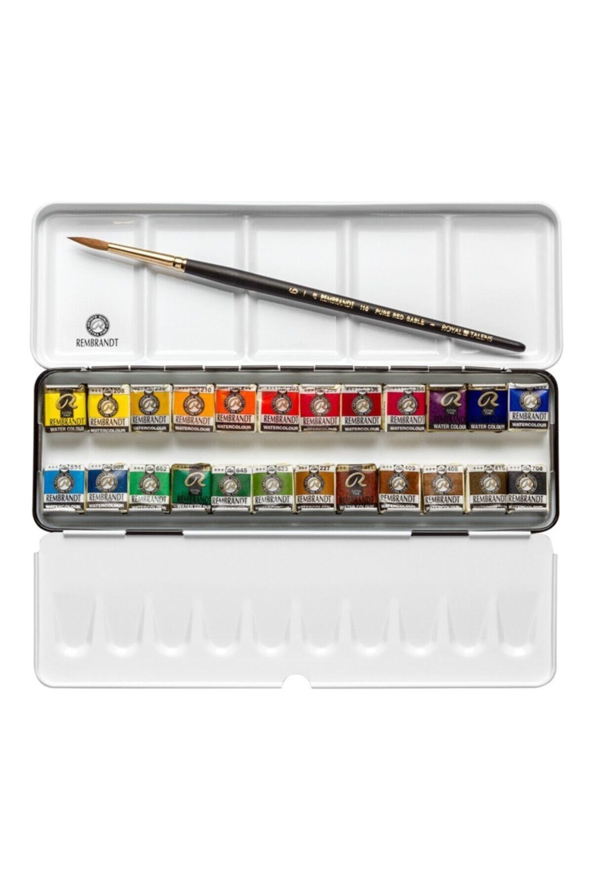 Rembrandt : Yarım Tablet Sulu Boya Seti : 24 Renk (metal Kutu)