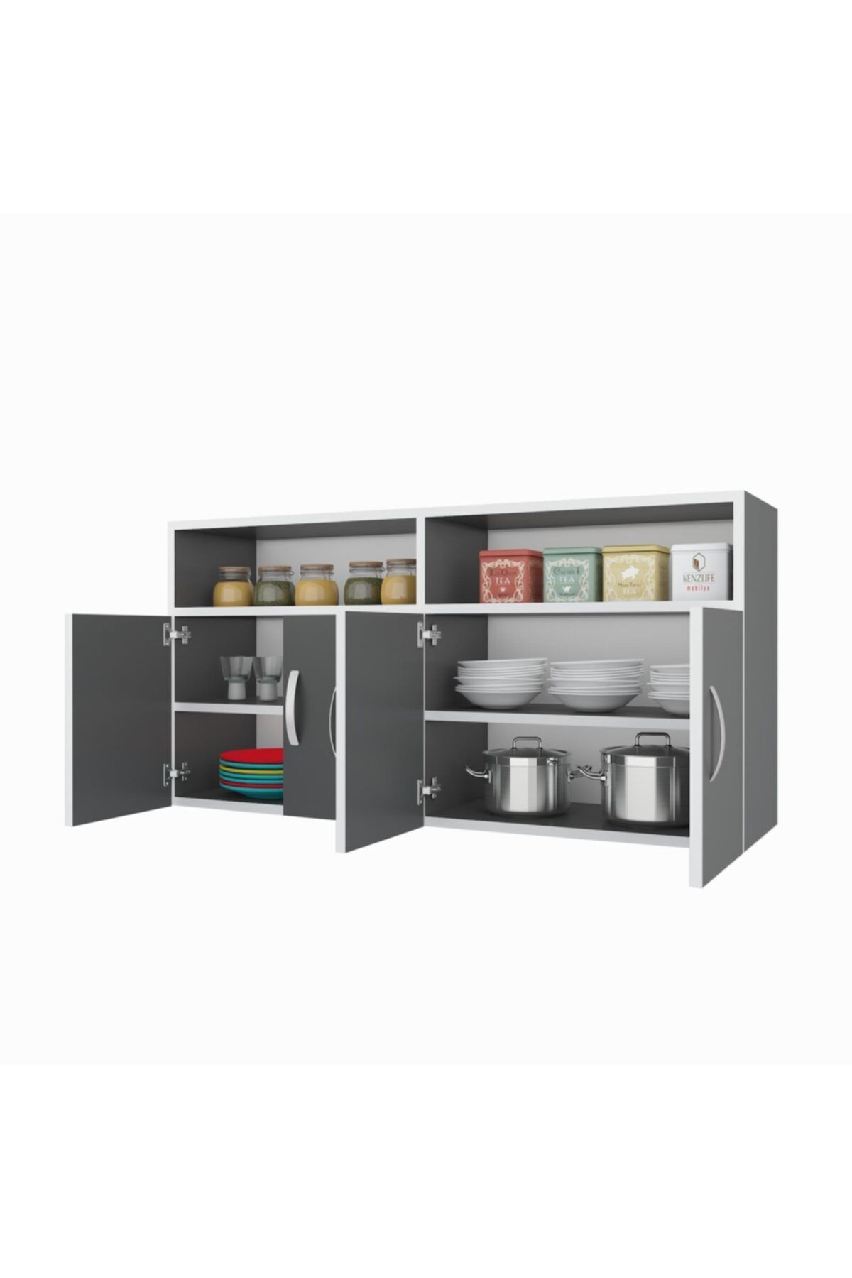 Kenzlife hazır mutfak rastus gri 060*120*32 mutfak banyo dolabı kapaklı raflı