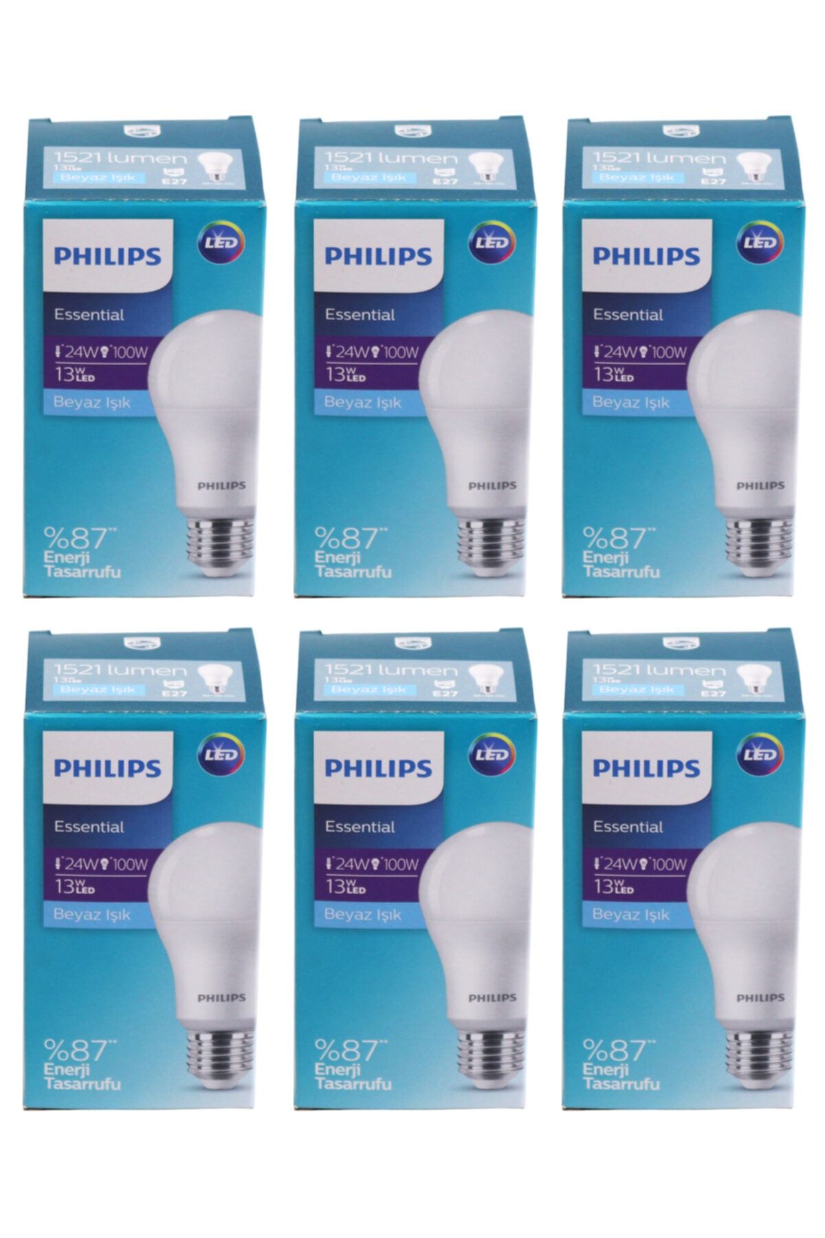 Philips Essential Led Lamba 13w - 100w E27 Duy 6500k Beyaz Işık( 6 Lü Paket)