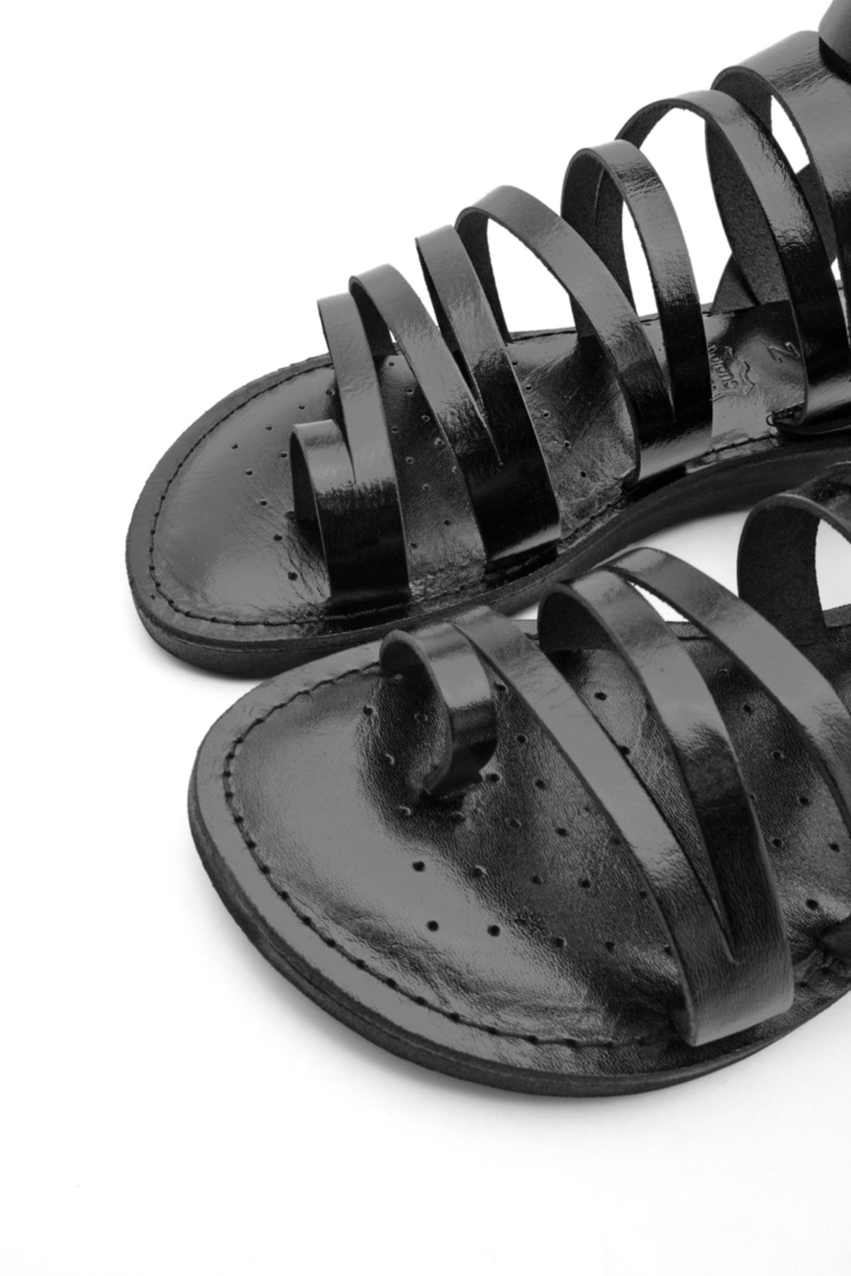 Kadın Hakiki Deri Hafif Eva Taban Parmak Arası Günlük Sandalet Saper siyah