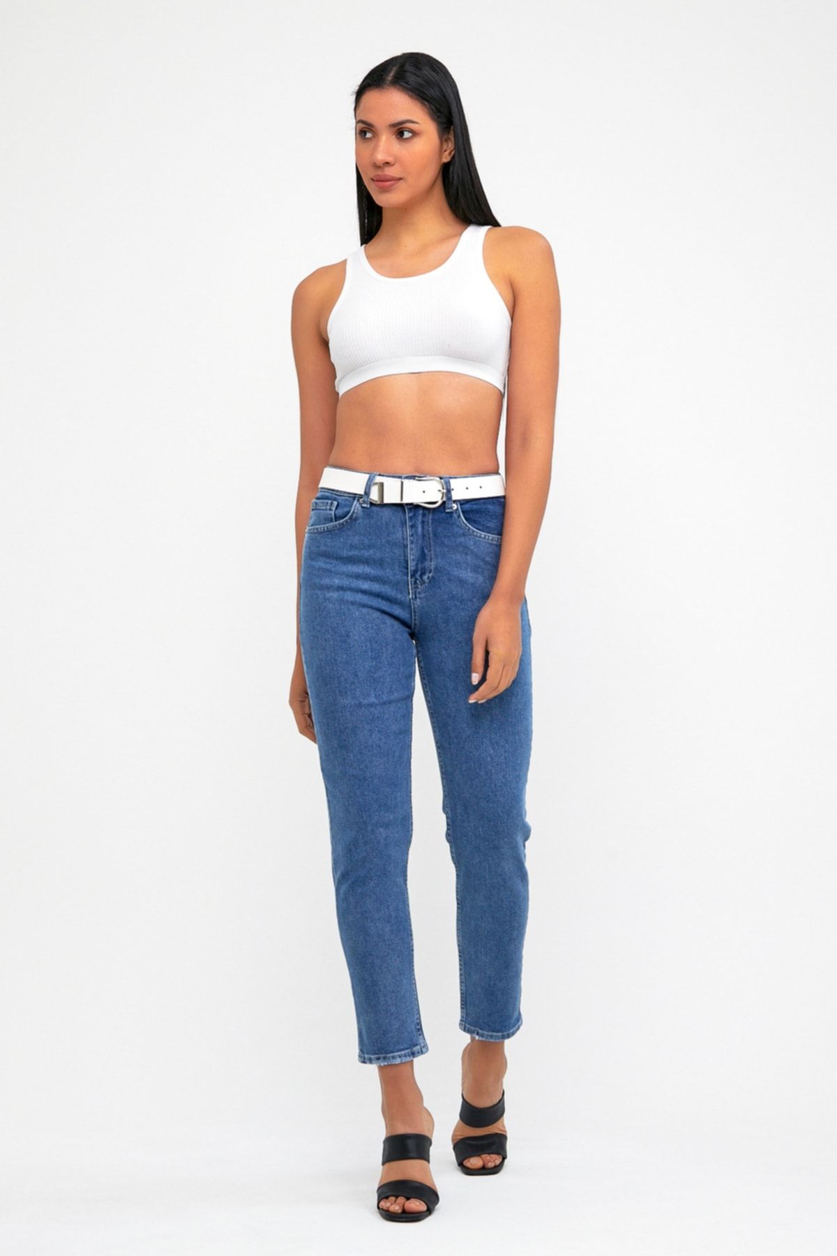 cracpot Back Pocket Rubber Printed Mom Jeans Trendyol
