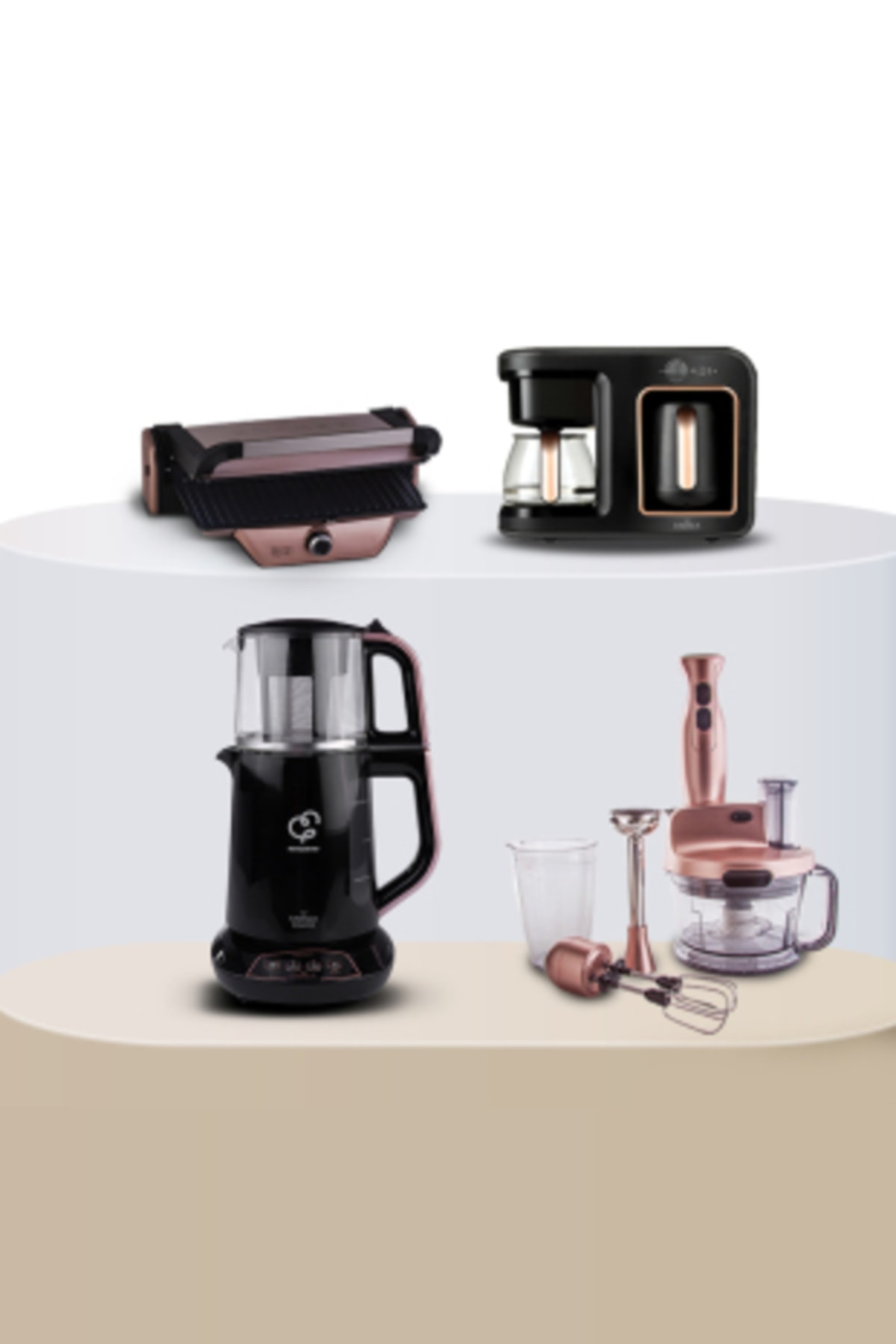Grand Gurme Kahve Makinesi, Tost Makinesi, Çay Makinesi, Mutfak Robotu Elektrikli Çeyiz Seti