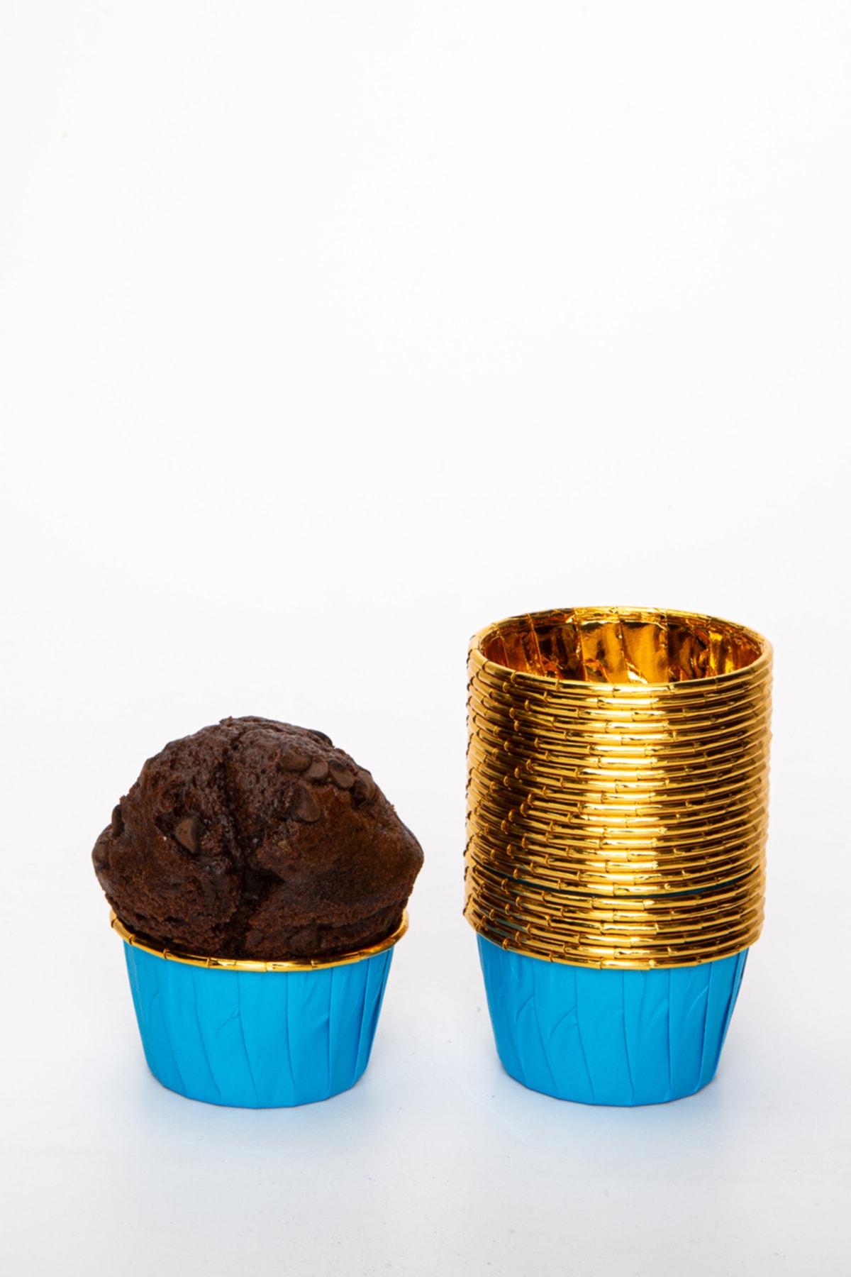 مقوا روشن آبی رنگ 25 تکه ای از کیک قالب طلای پوشش طلا در فر 6.5x4 سانتی متر کلوچه کلوچه کیک کیک کیک