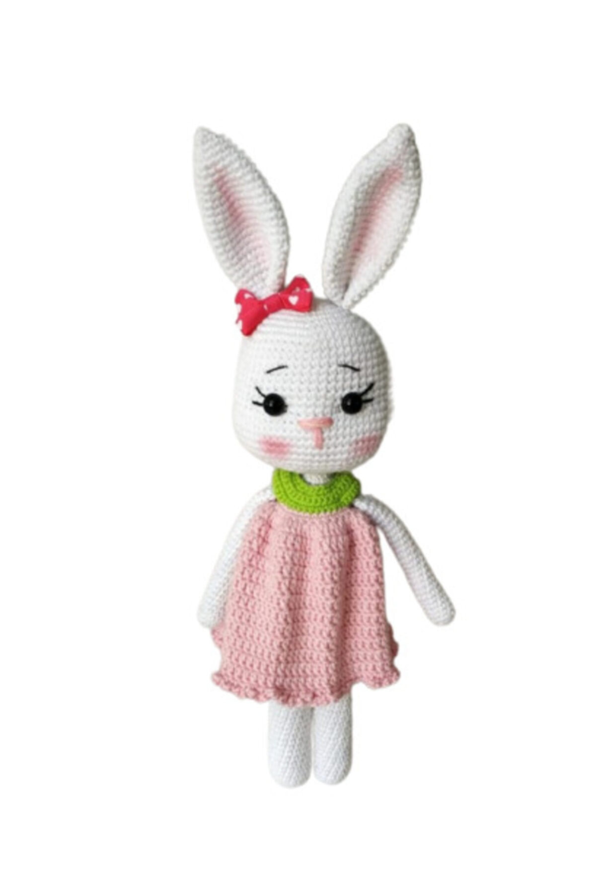 OYUNCAKPARK Pembe Elbiseli Keyifli Tavşan Amigurumi Organik Oyuncak