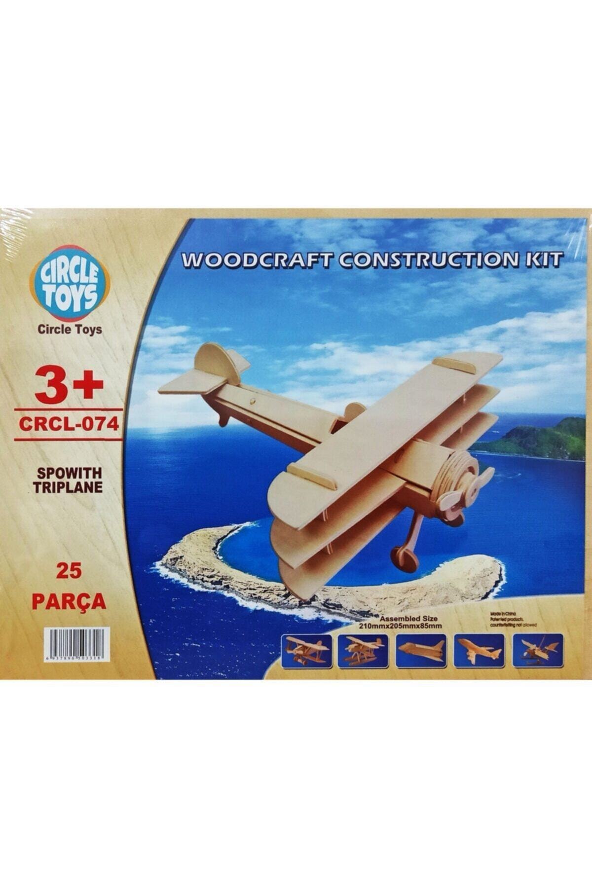 HanBey Pazarlama Circle Toys 3d Ahşap Uçak Maket - Spowith Triplane Ahşap Maket