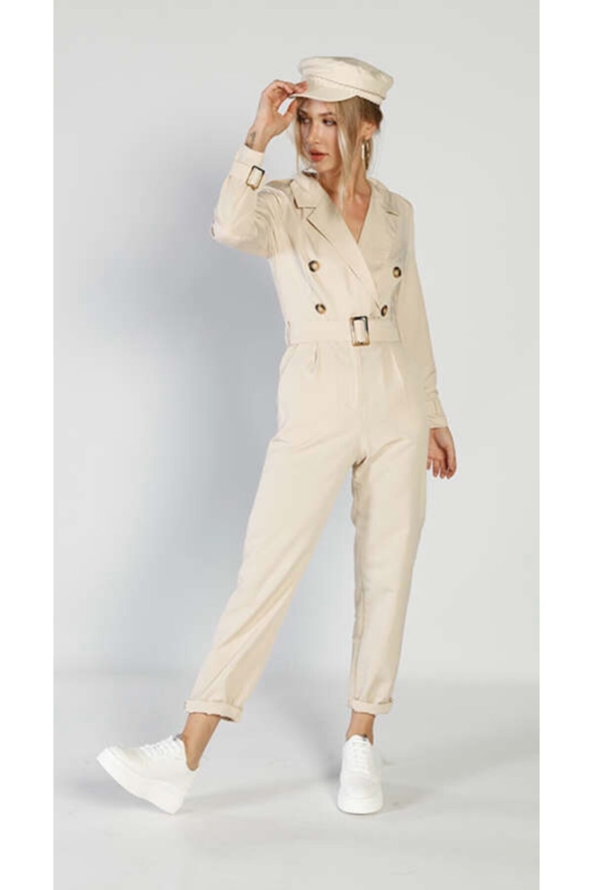 rosa luna Kadın Bej Rengi Trench Kumaş Tulum