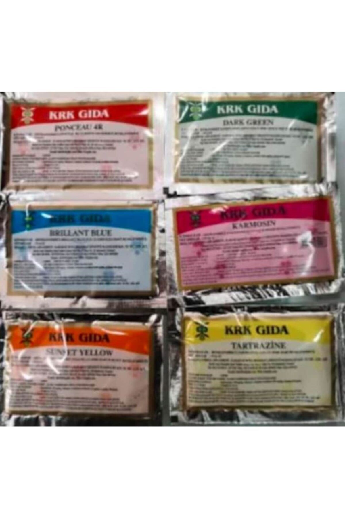 Krk Gıda Gıda Boyası Toz Kırmızı Mavi Sarı Yeşil Turuncu Pembe 6 X 9 G