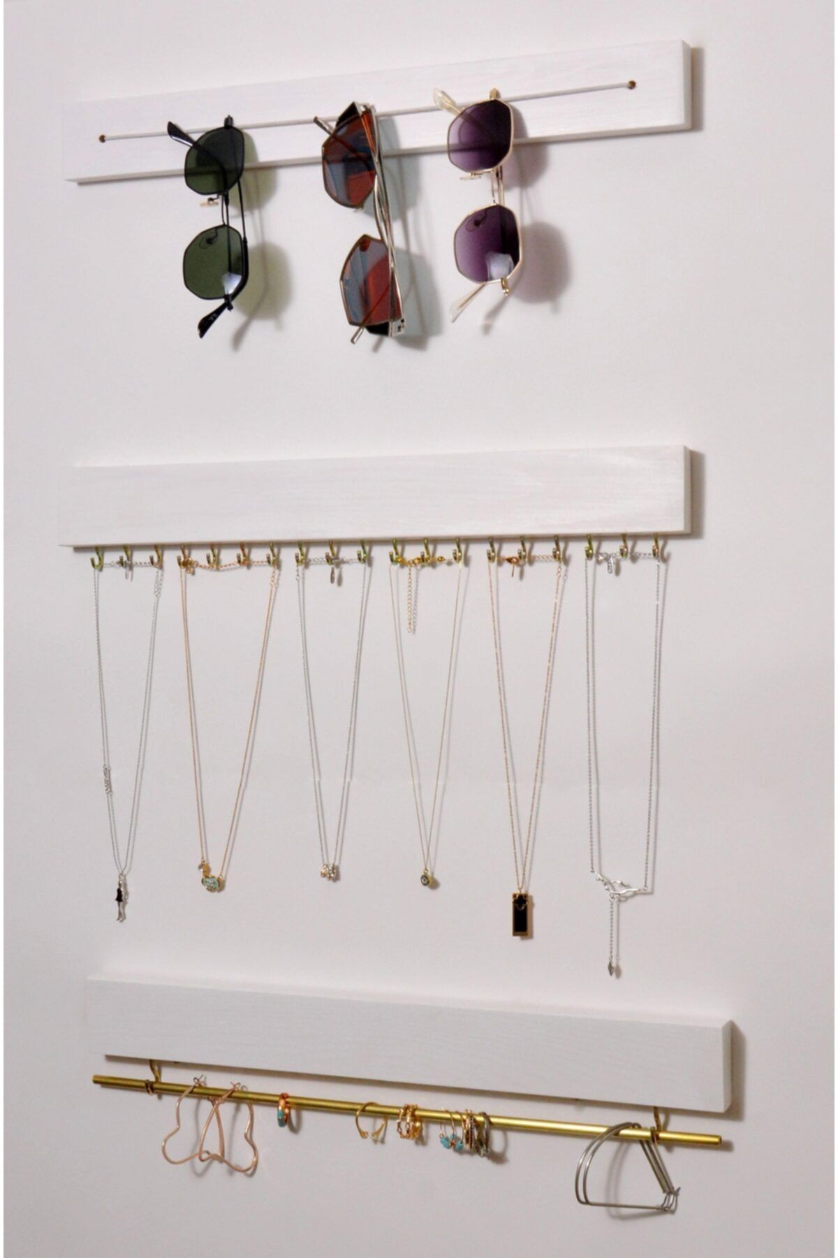 Sunbross Design 3'lü Takı Askısı, Dekoratif Takı Organizer, Gözlük Askısı Ve Takı Askısı, Dolap Içi Ve Duvar Tipi
