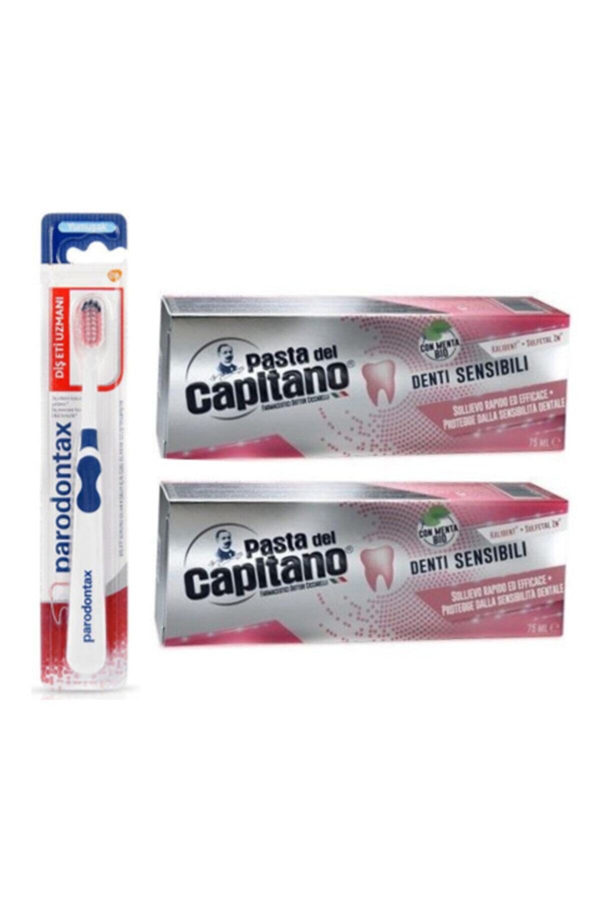 Parodontax Diş Fırçası Yumuşak + Pasta Del Capitano Hassas Dişler Diş Macunu 75 Ml X 2
