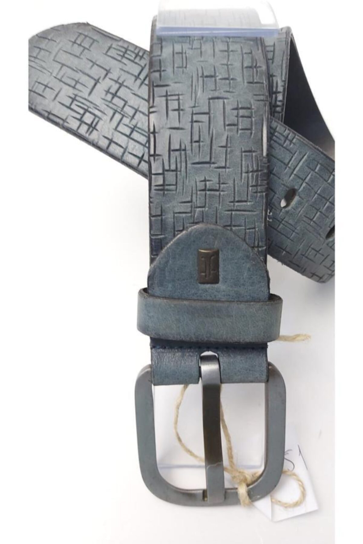 SeSi Desenli Mavi Hakiki Deri Kemer 4cm